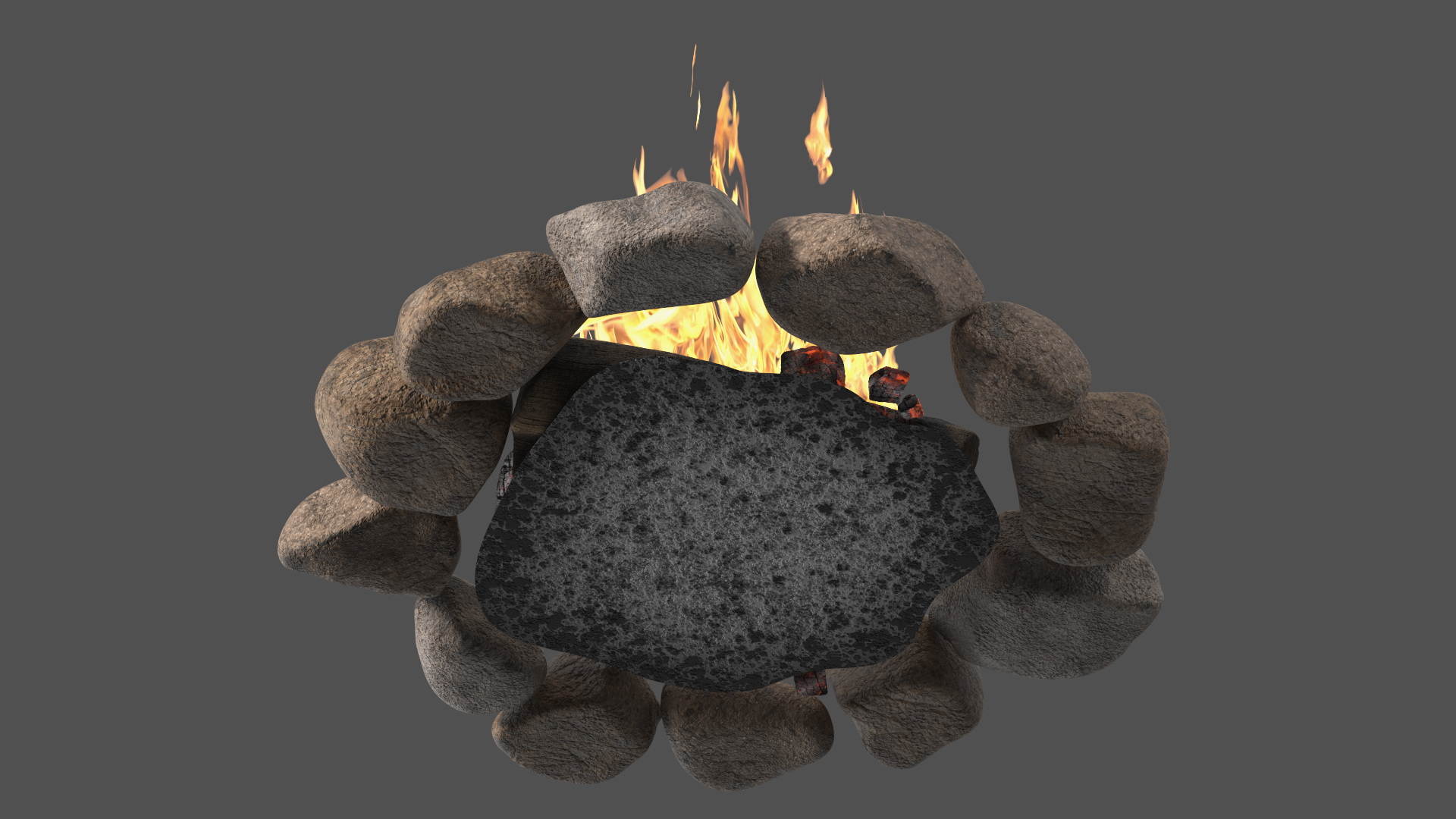 Campfire with Stones Around 3D