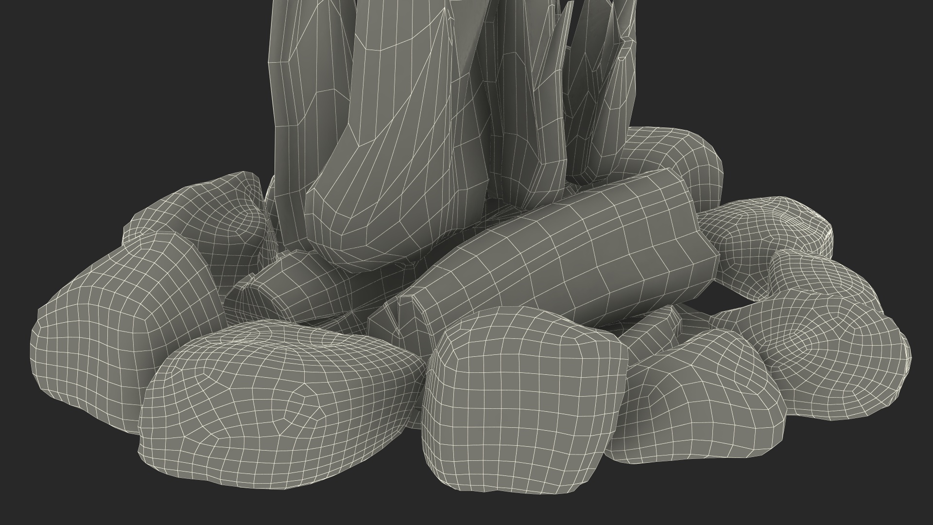Campfire with Stones Around 3D