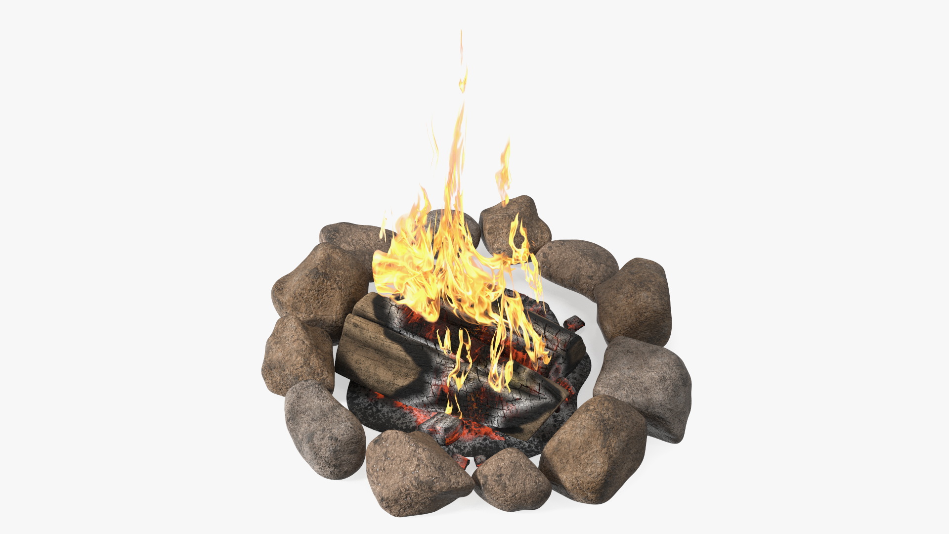 Campfire with Stones Around 3D