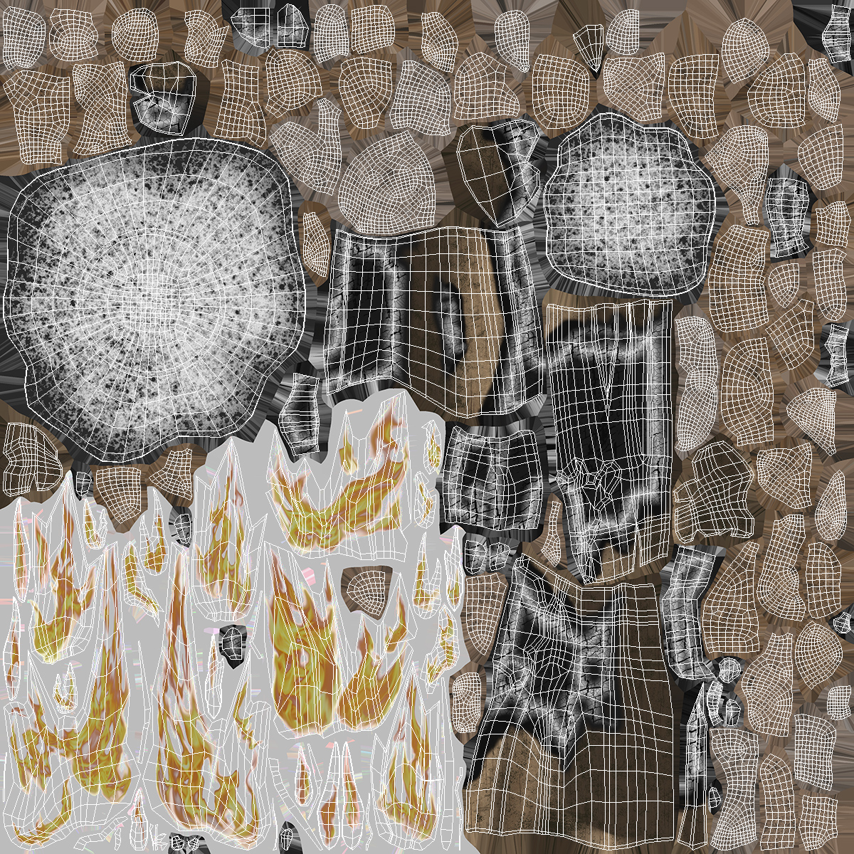 Campfire with Stones Around 3D