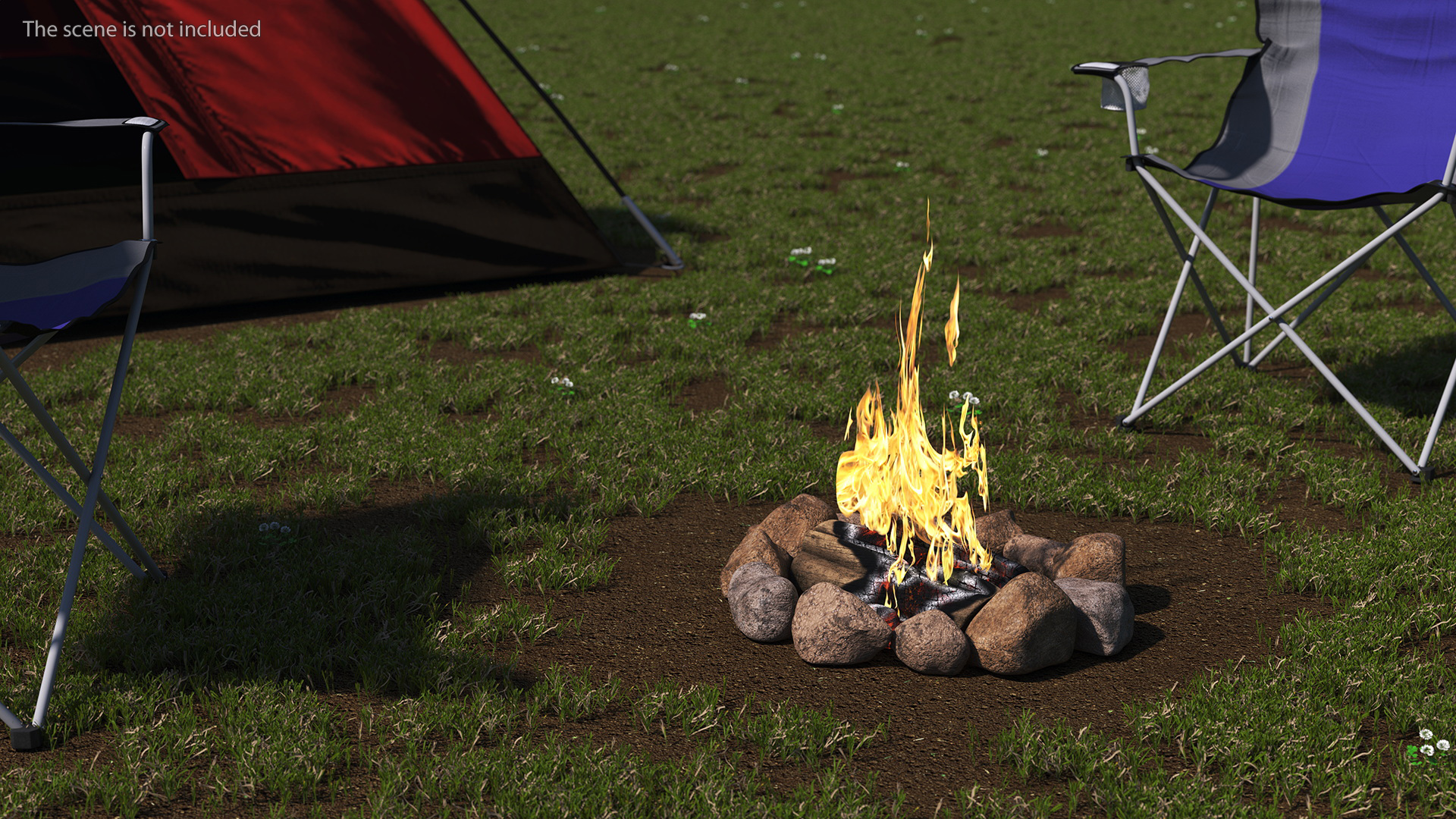 Campfire with Stones Around 3D