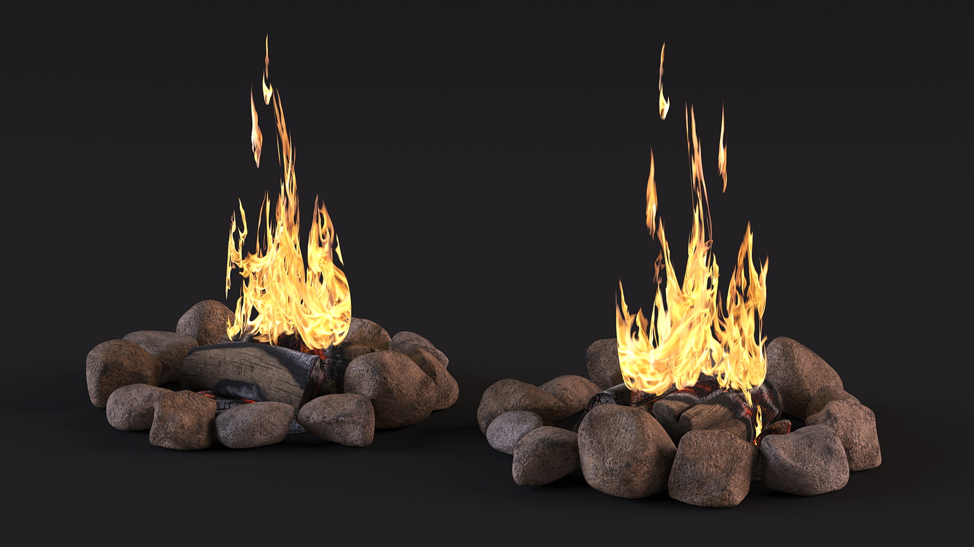 Campfire with Stones Around 3D