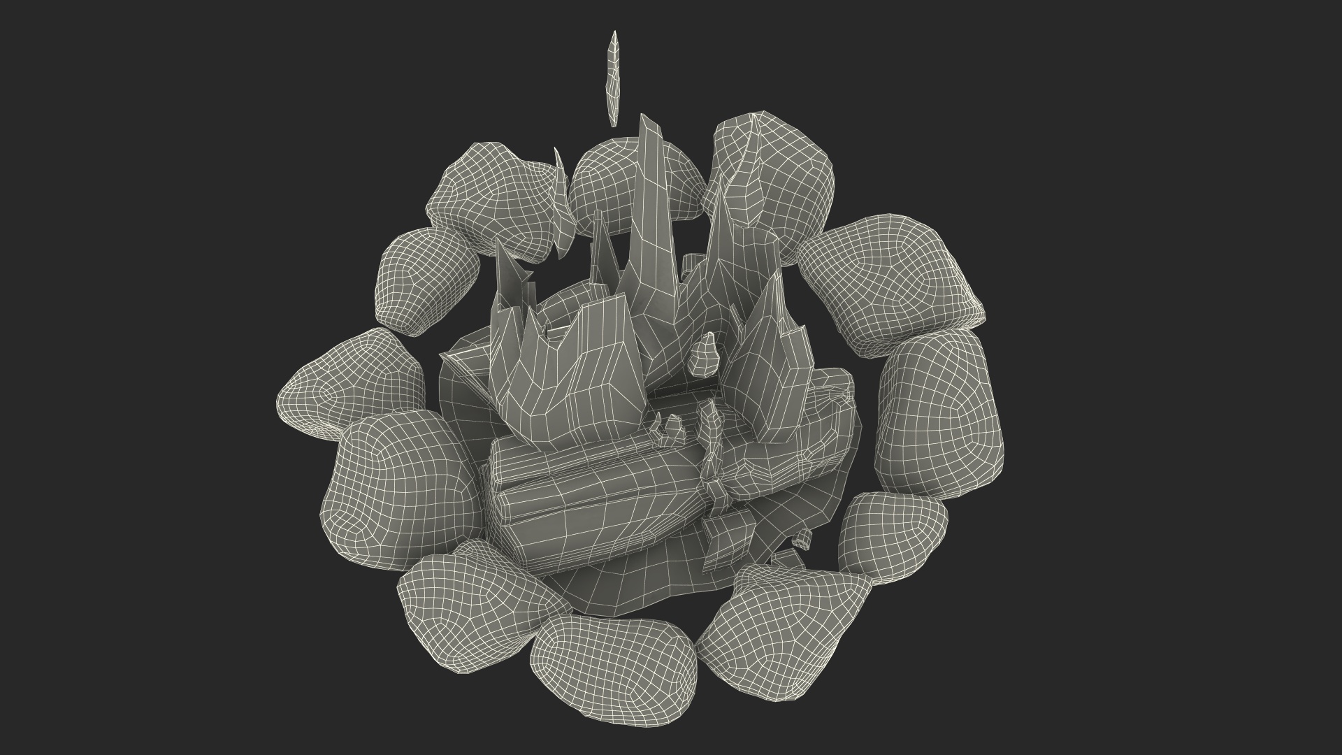 Campfire with Stones Around 3D