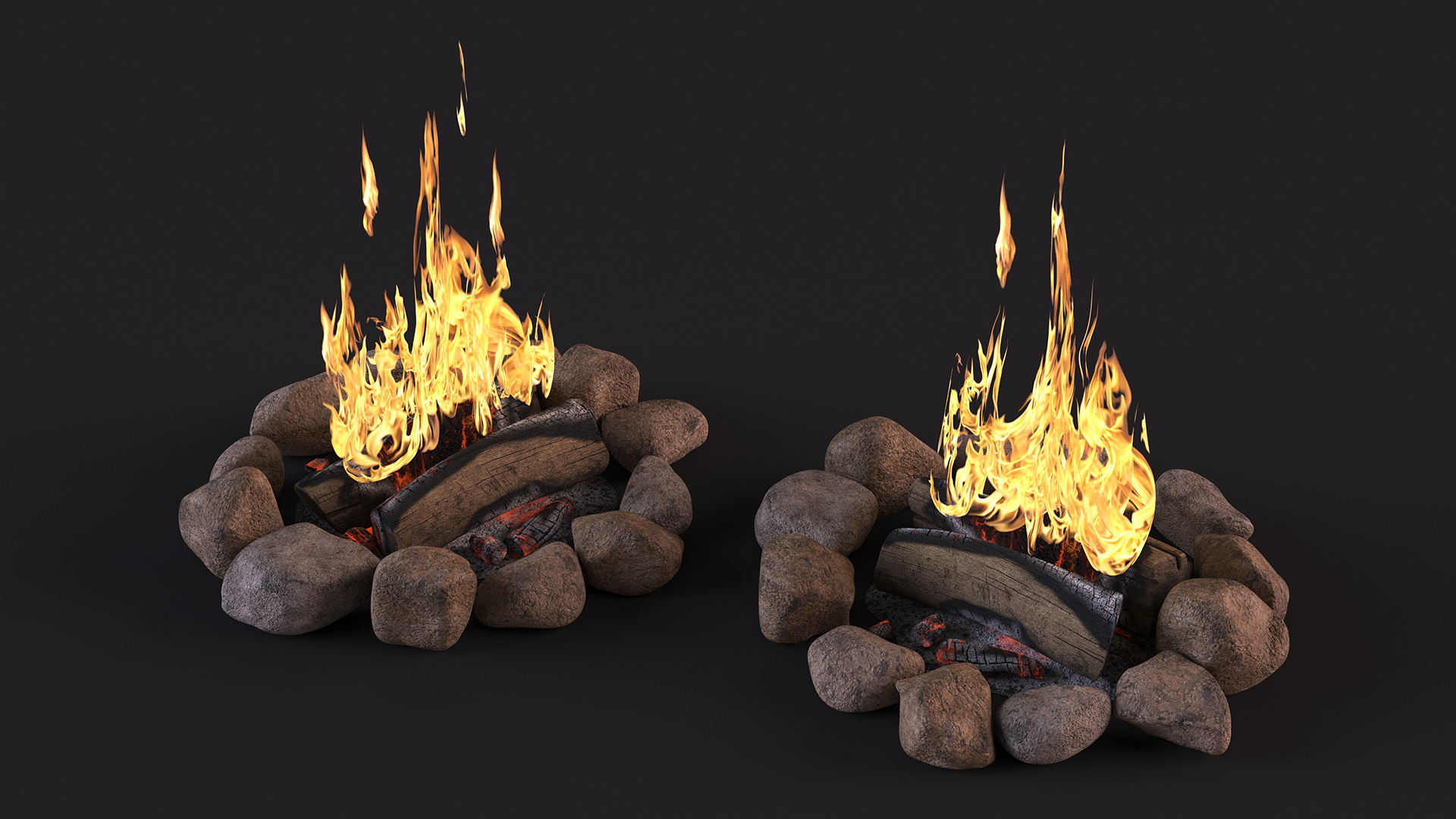 Campfire with Stones Around 3D