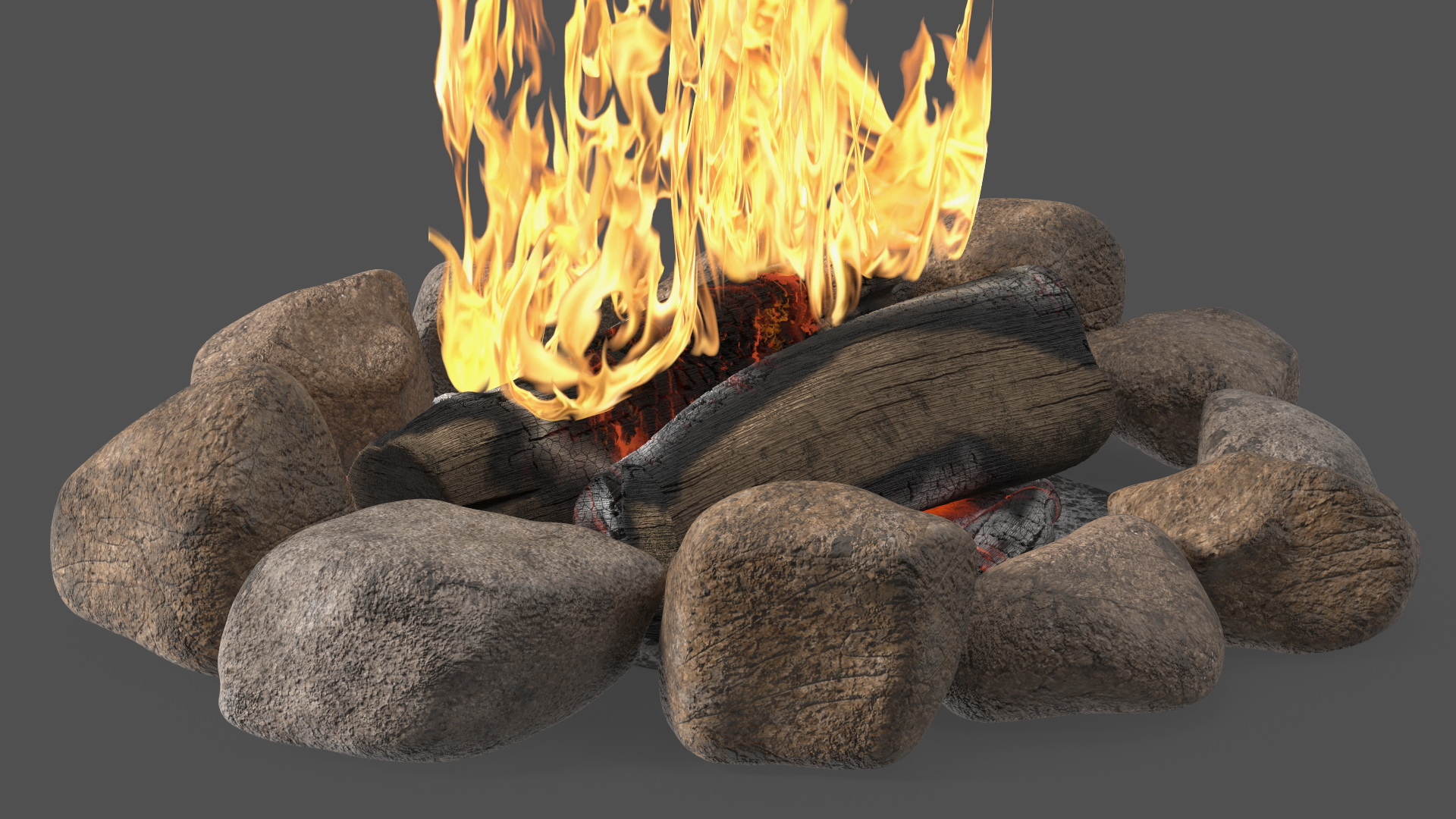 Campfire with Stones Around 3D