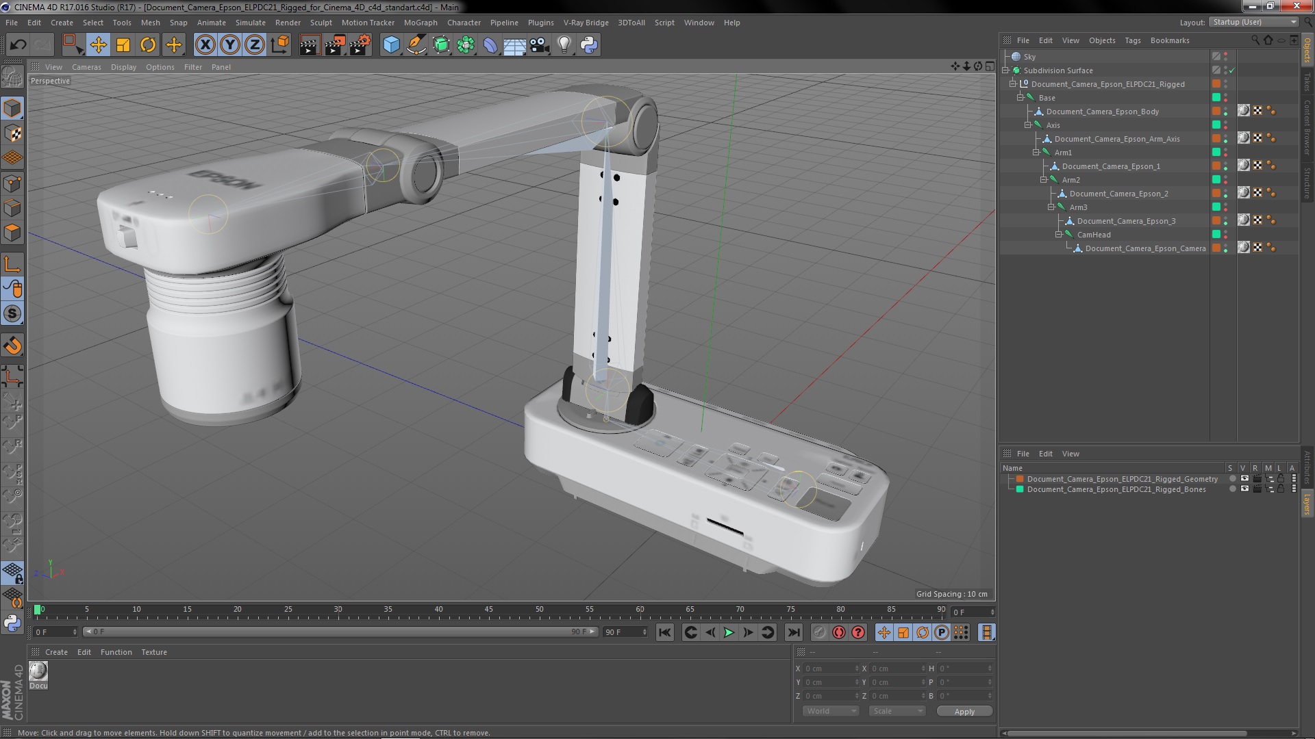 3D model Document Camera Epson ELPDC21 Rigged for Cinema 4D