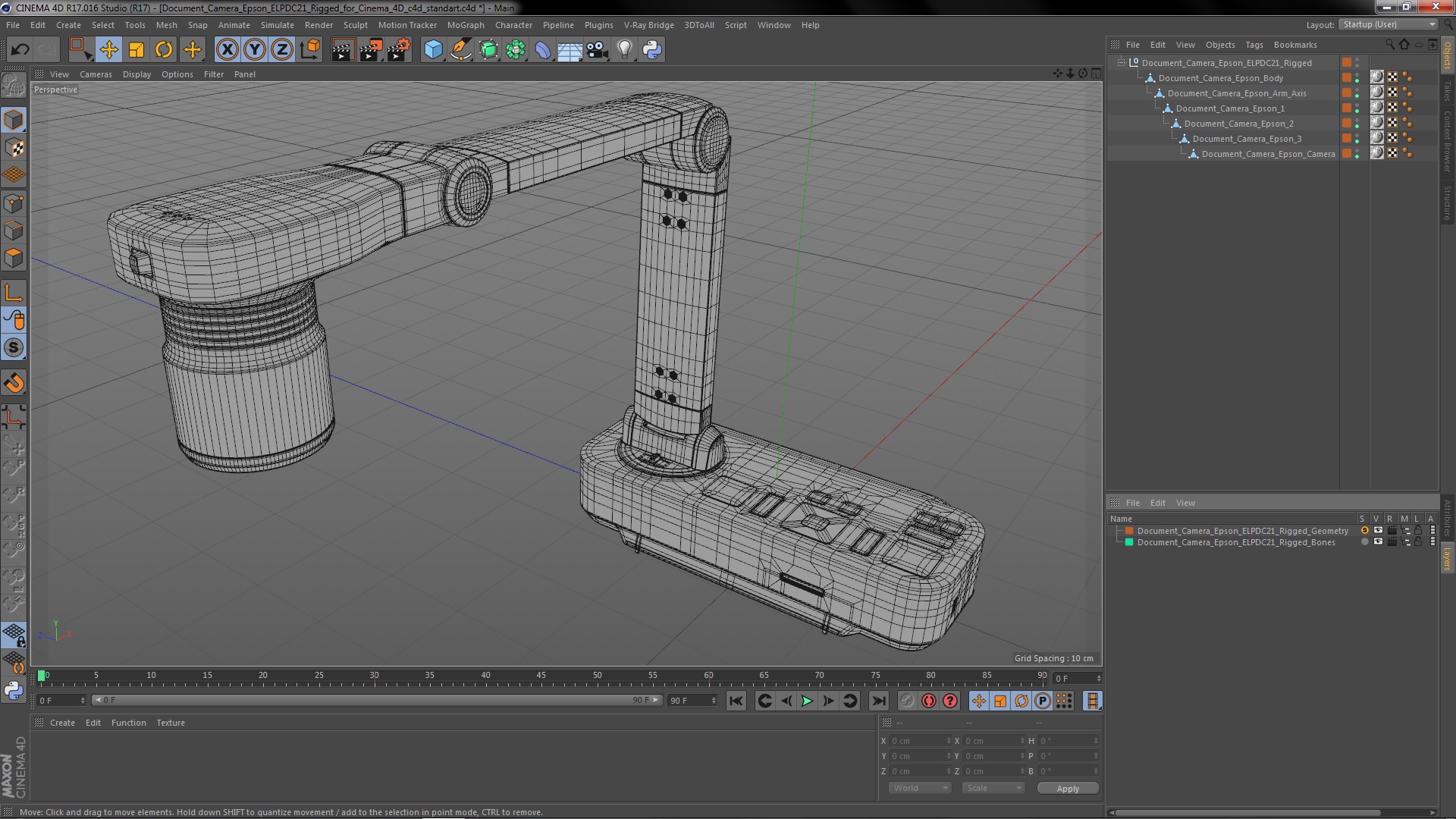 3D model Document Camera Epson ELPDC21 Rigged for Cinema 4D