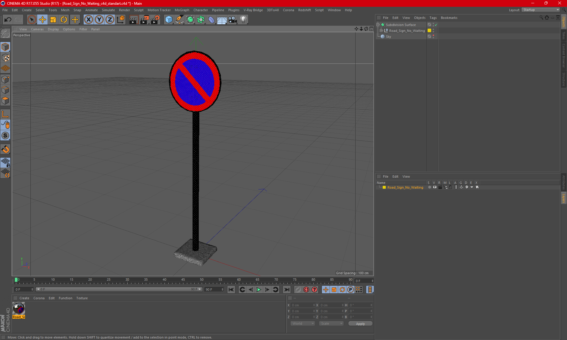 3D model Road Sign No Waiting