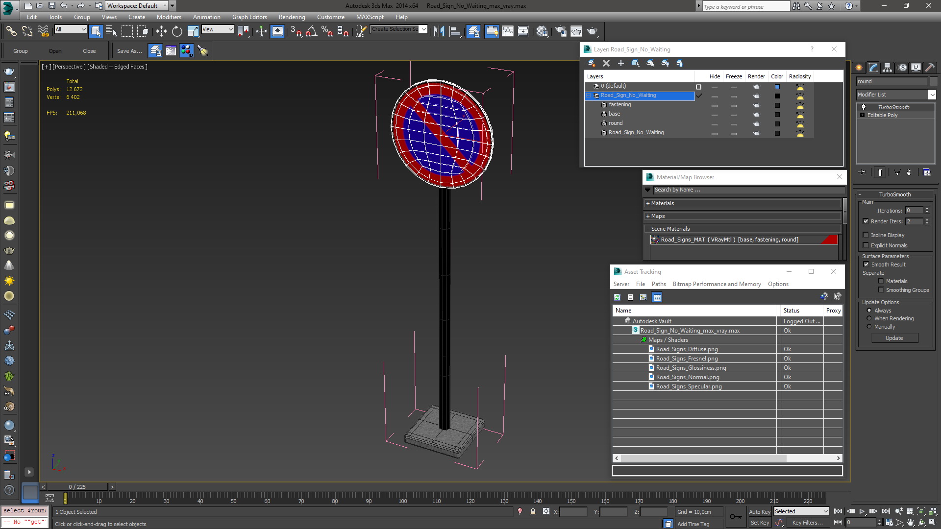 3D model Road Sign No Waiting