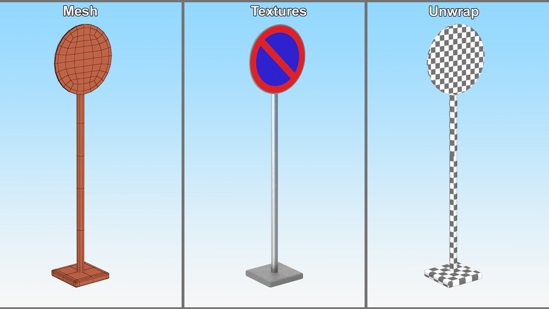 3D model Road Sign No Waiting