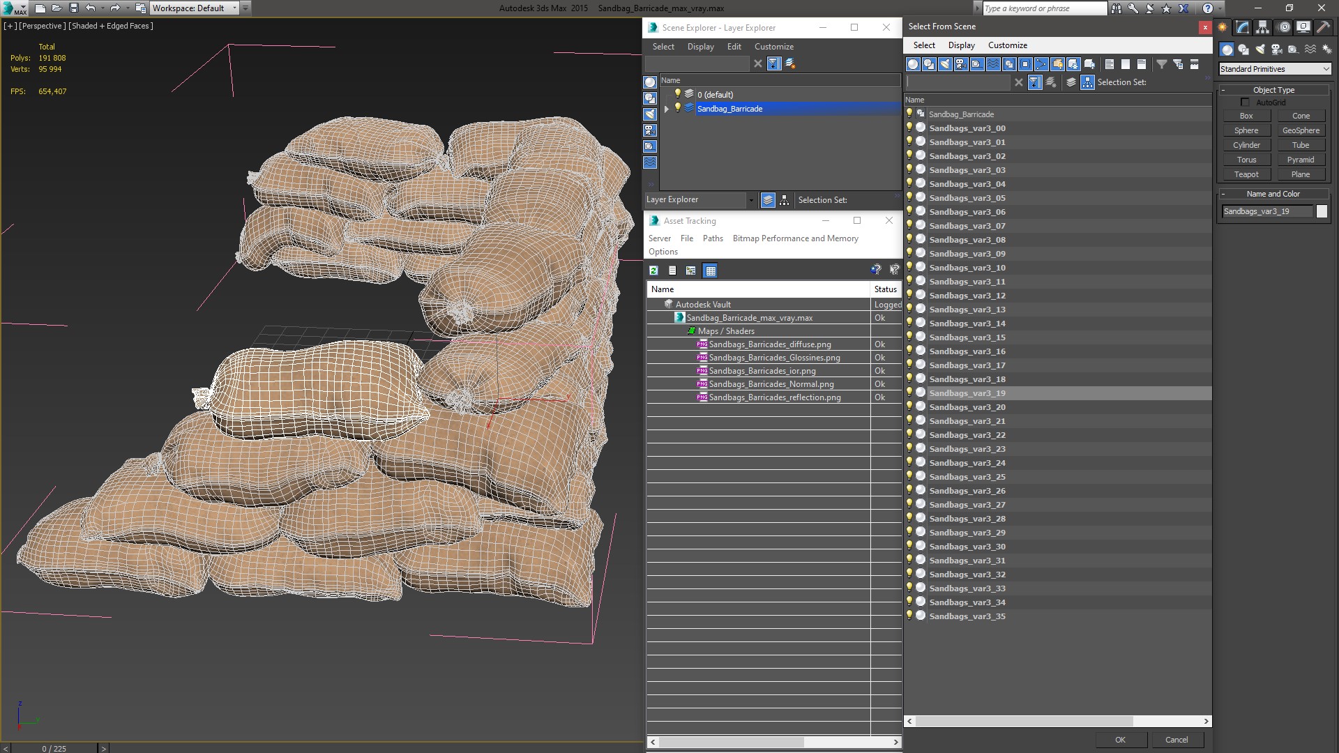 Sandbag Barricade 3D