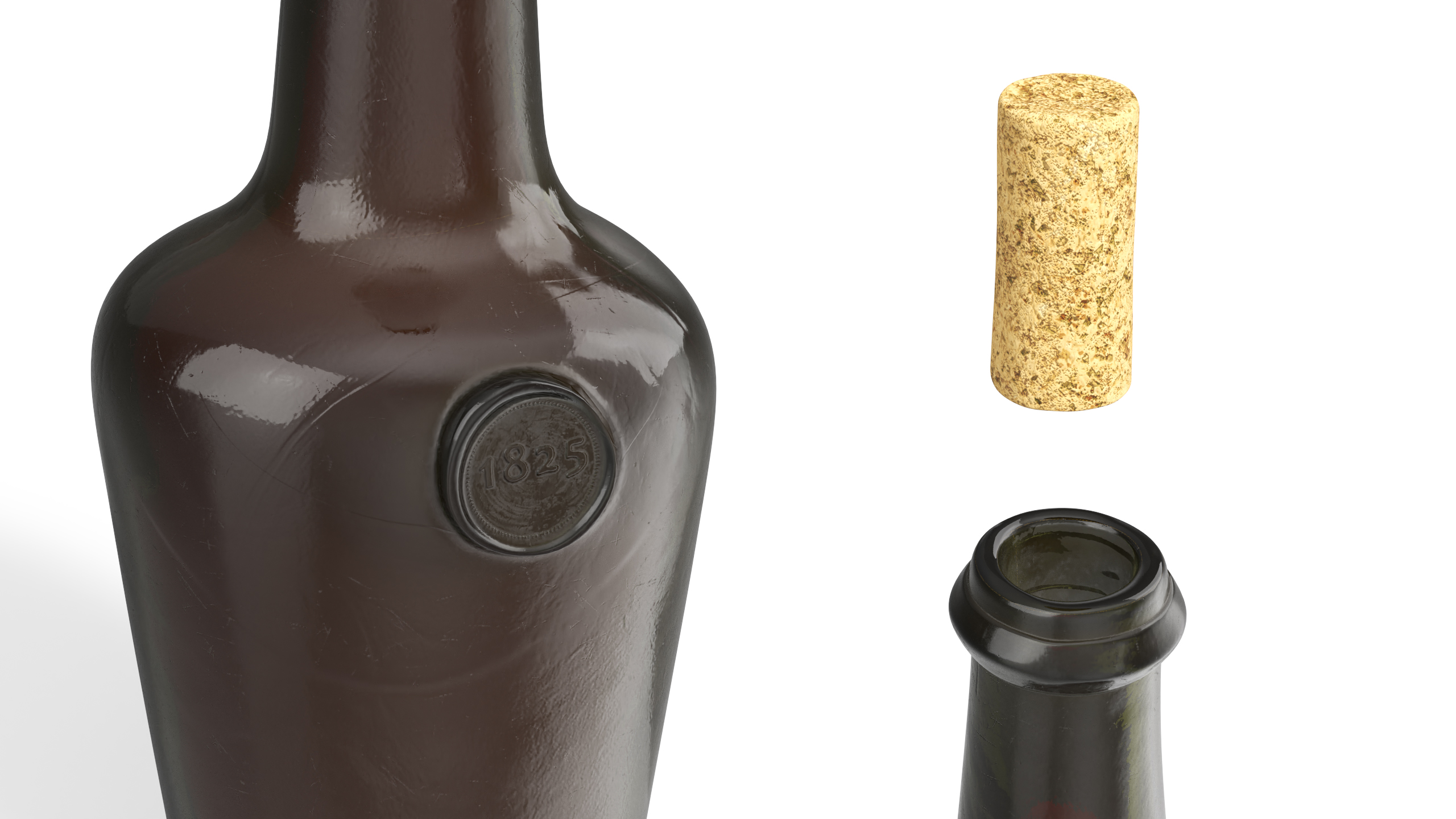 3D model Vintage Glass Wine Bottle