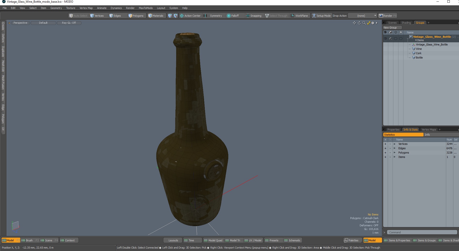 3D model Vintage Glass Wine Bottle