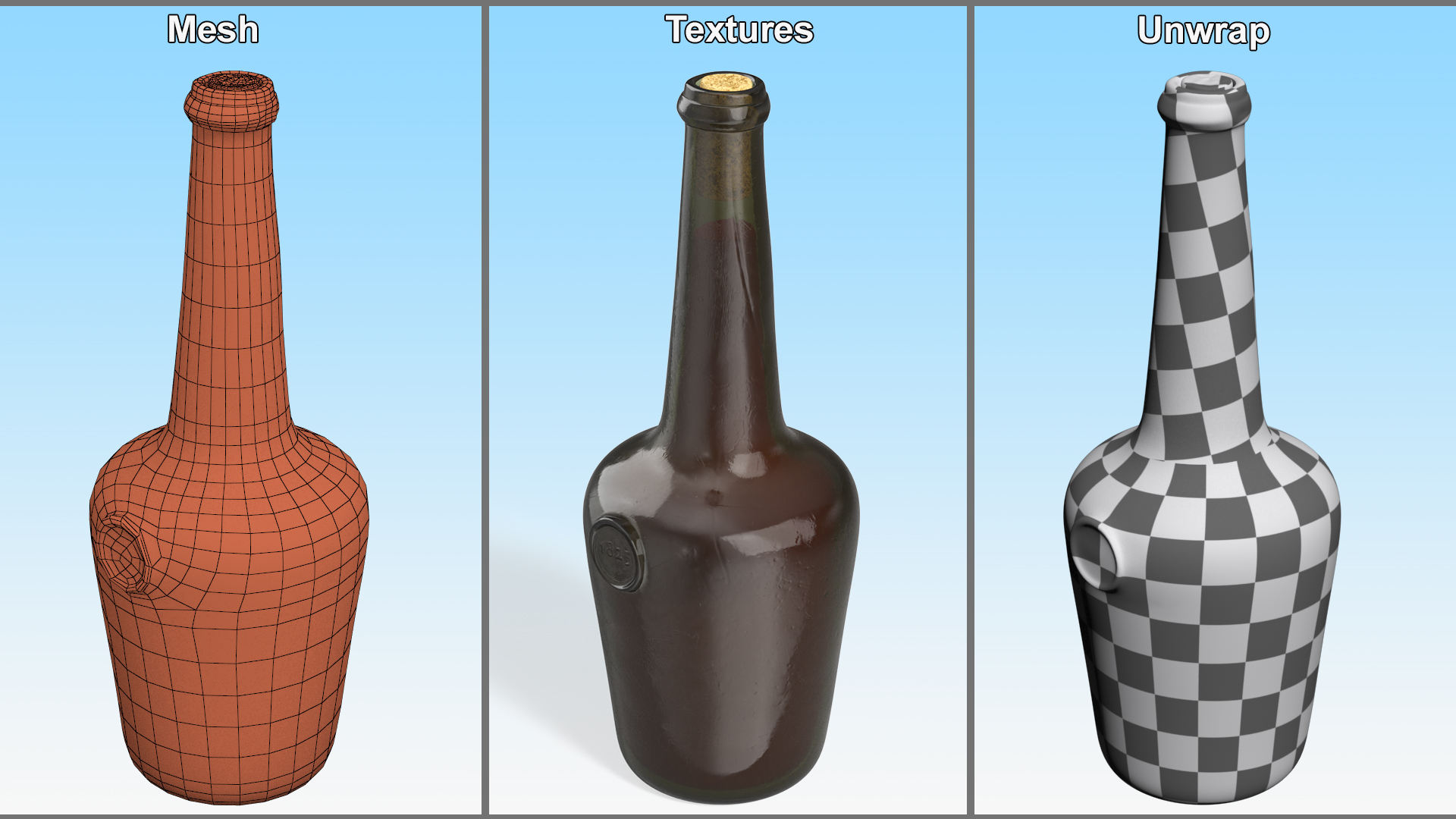 3D model Vintage Glass Wine Bottle
