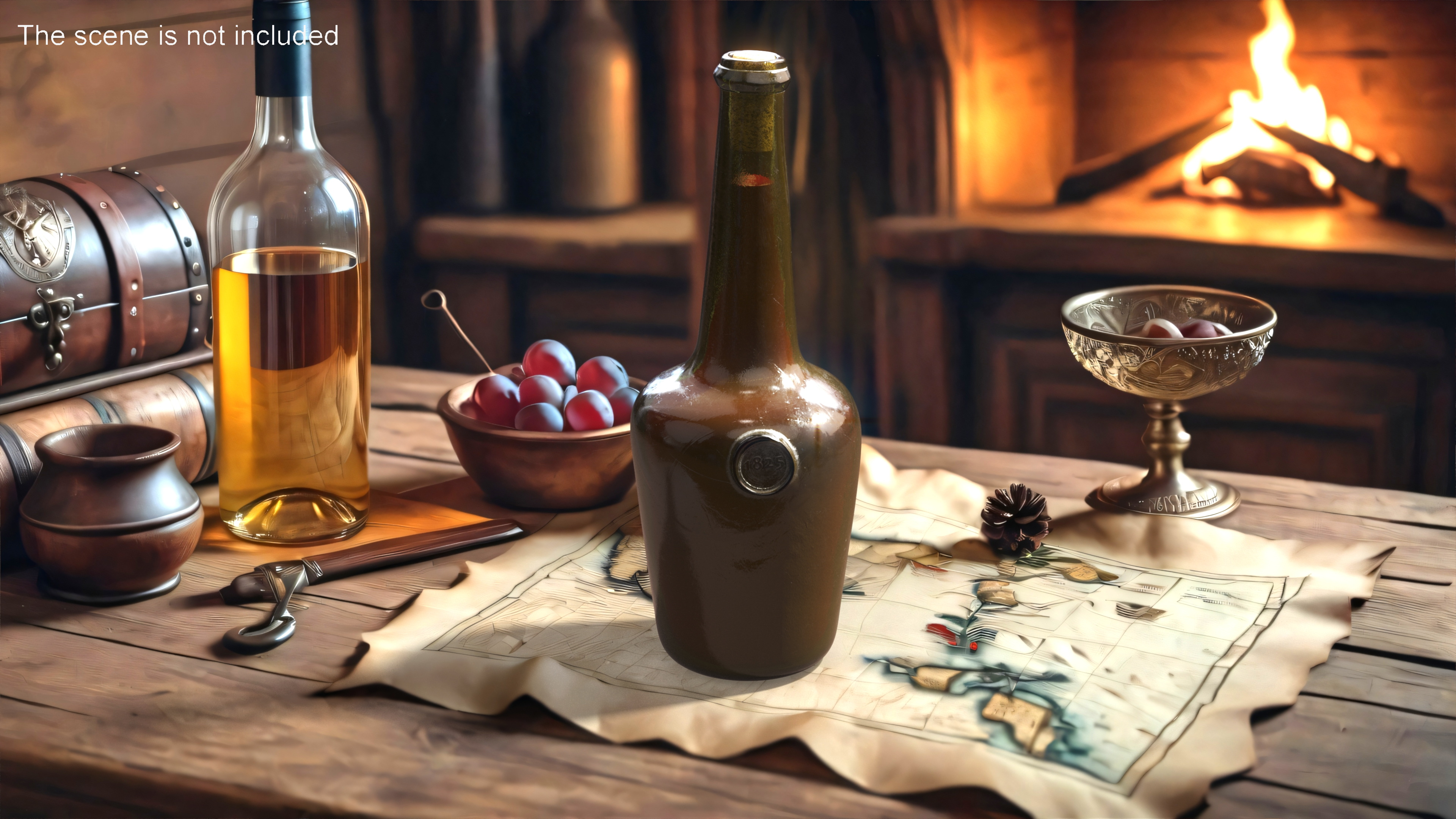 3D model Vintage Glass Wine Bottle
