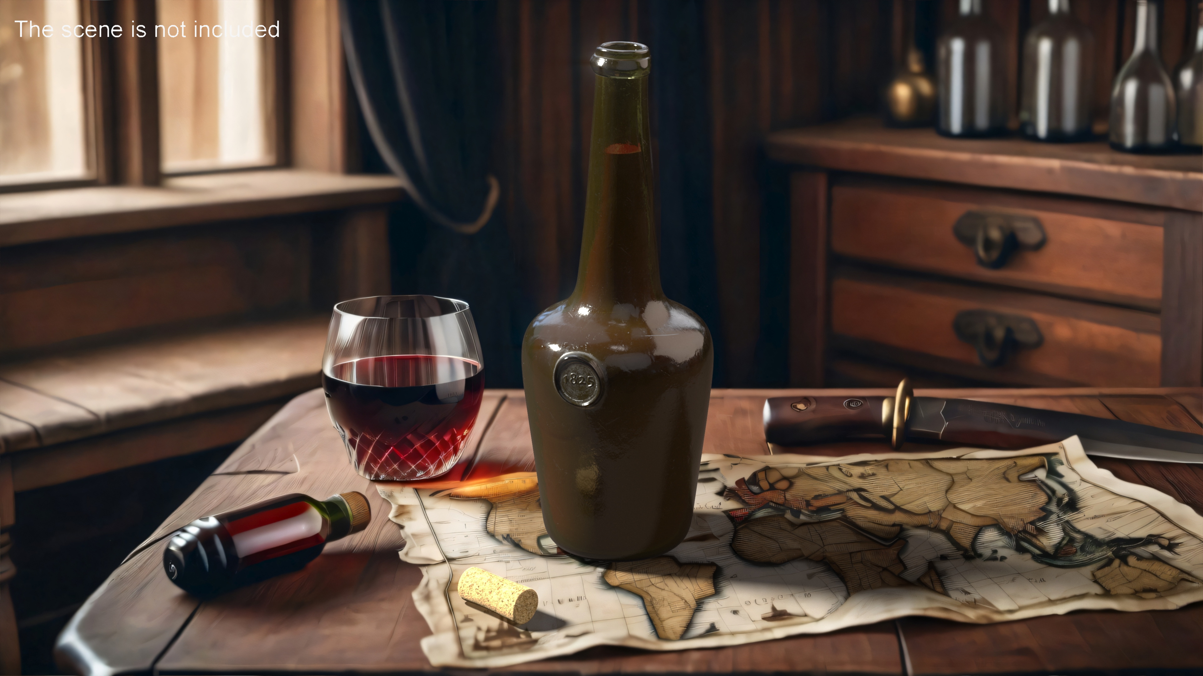 3D model Vintage Glass Wine Bottle