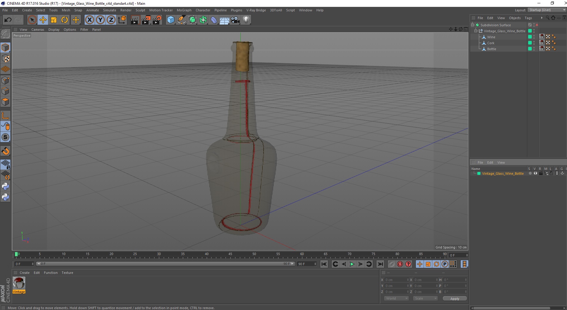 3D model Vintage Glass Wine Bottle