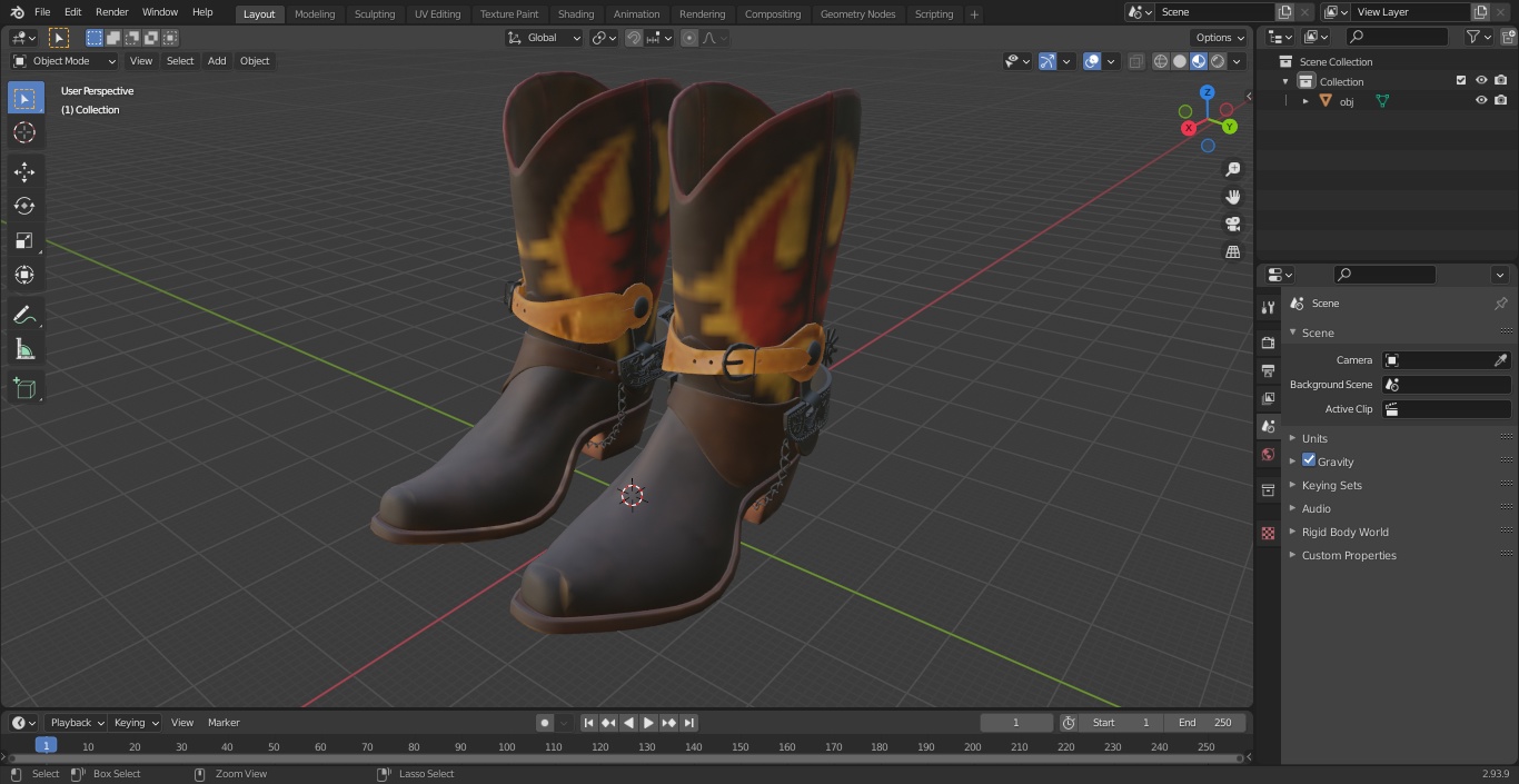 3D Cowboy Boots with Spurs model
