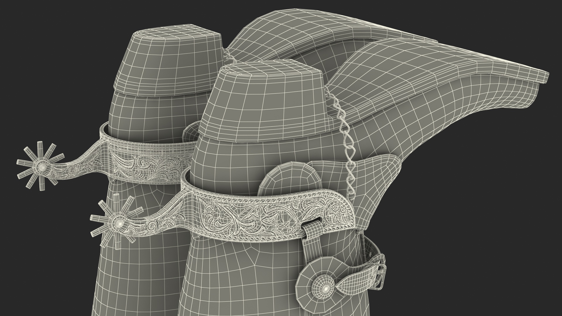 3D Cowboy Boots with Spurs model