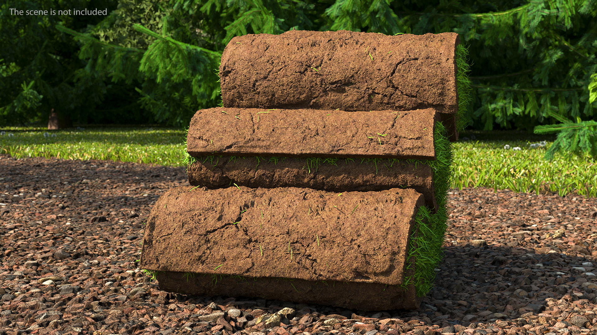 3D Rolled Lawn Small Stack model