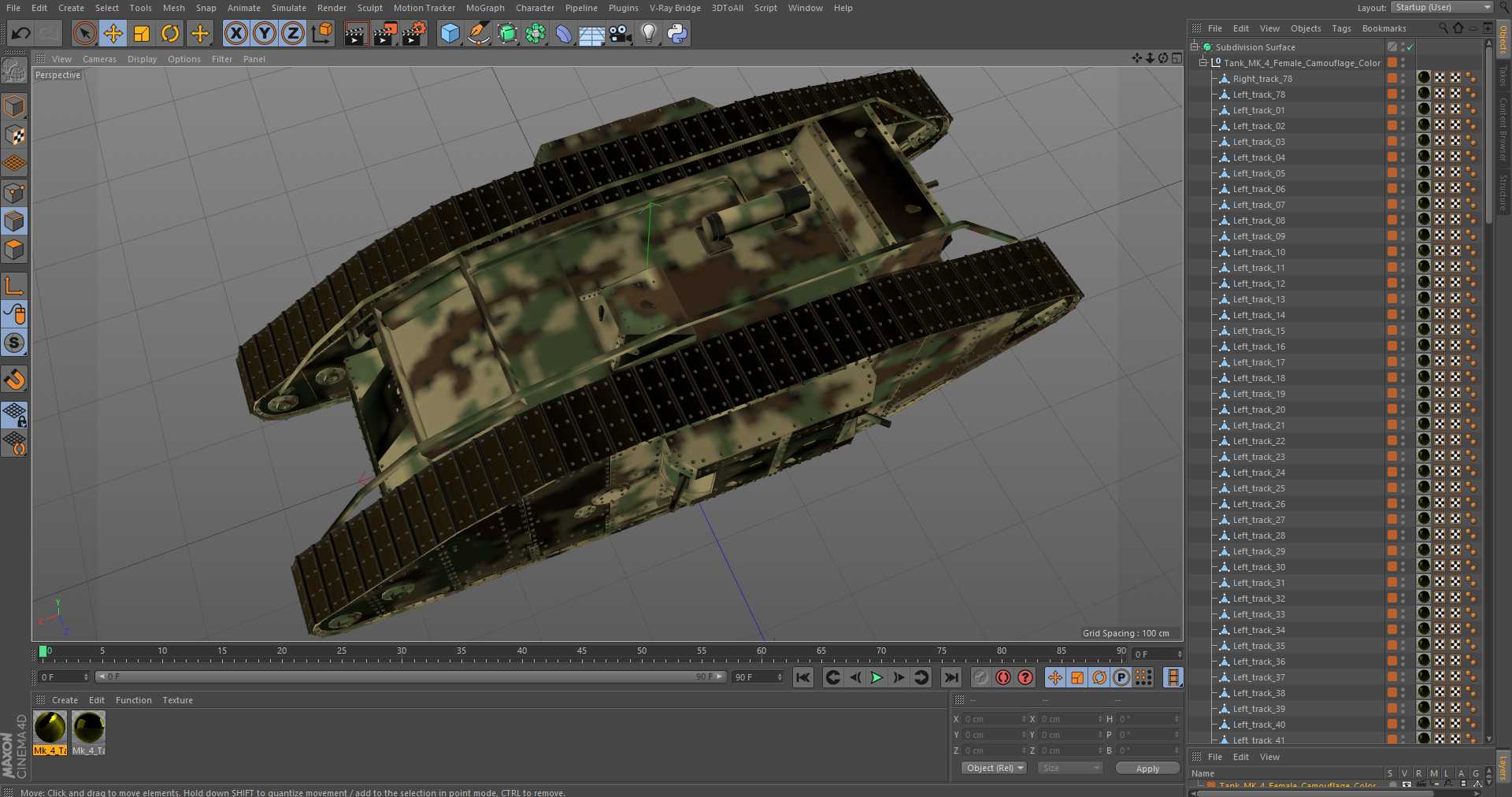3D Tank MK 4 Female Camouflage Color model
