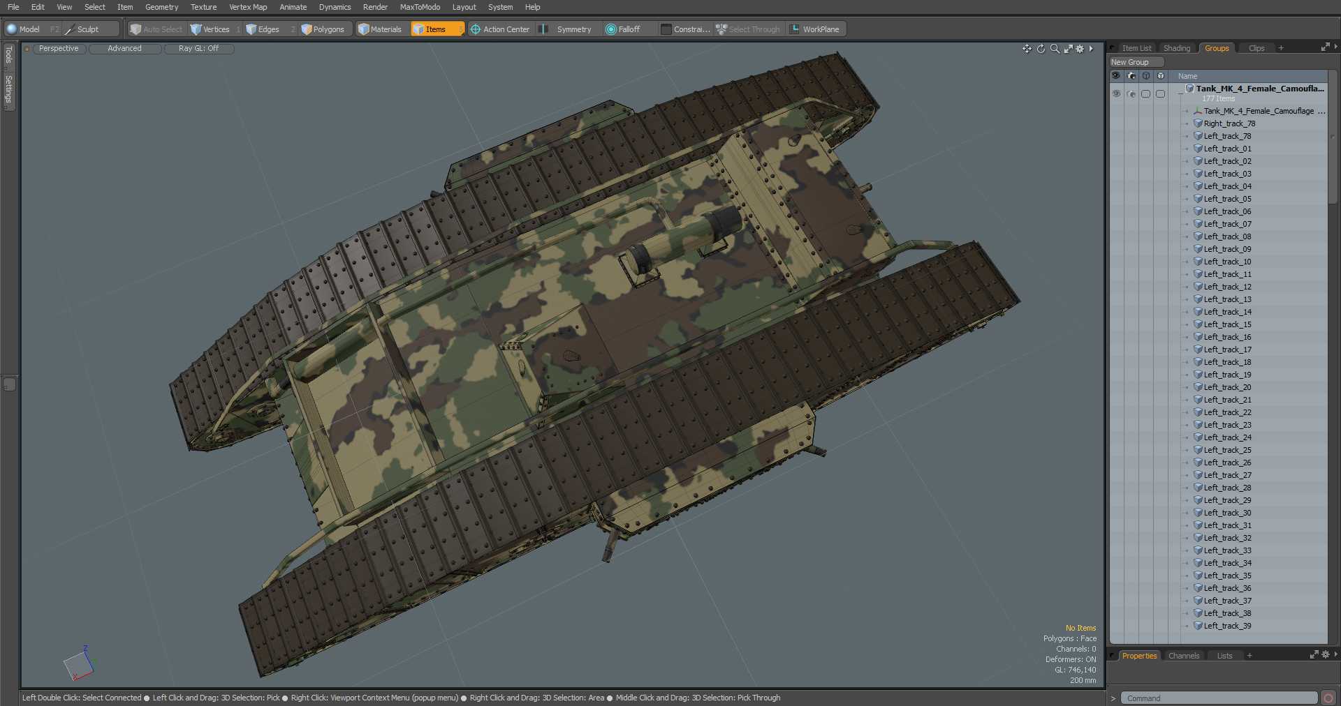 3D Tank MK 4 Female Camouflage Color model