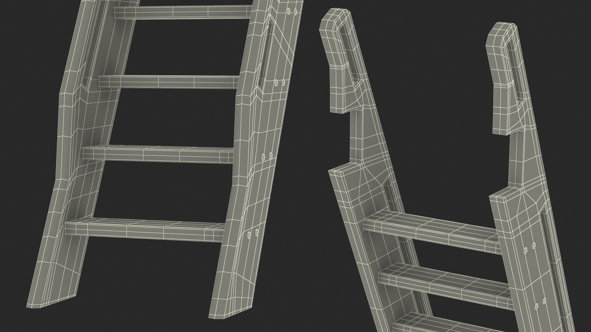 3D Wooden Ladder model