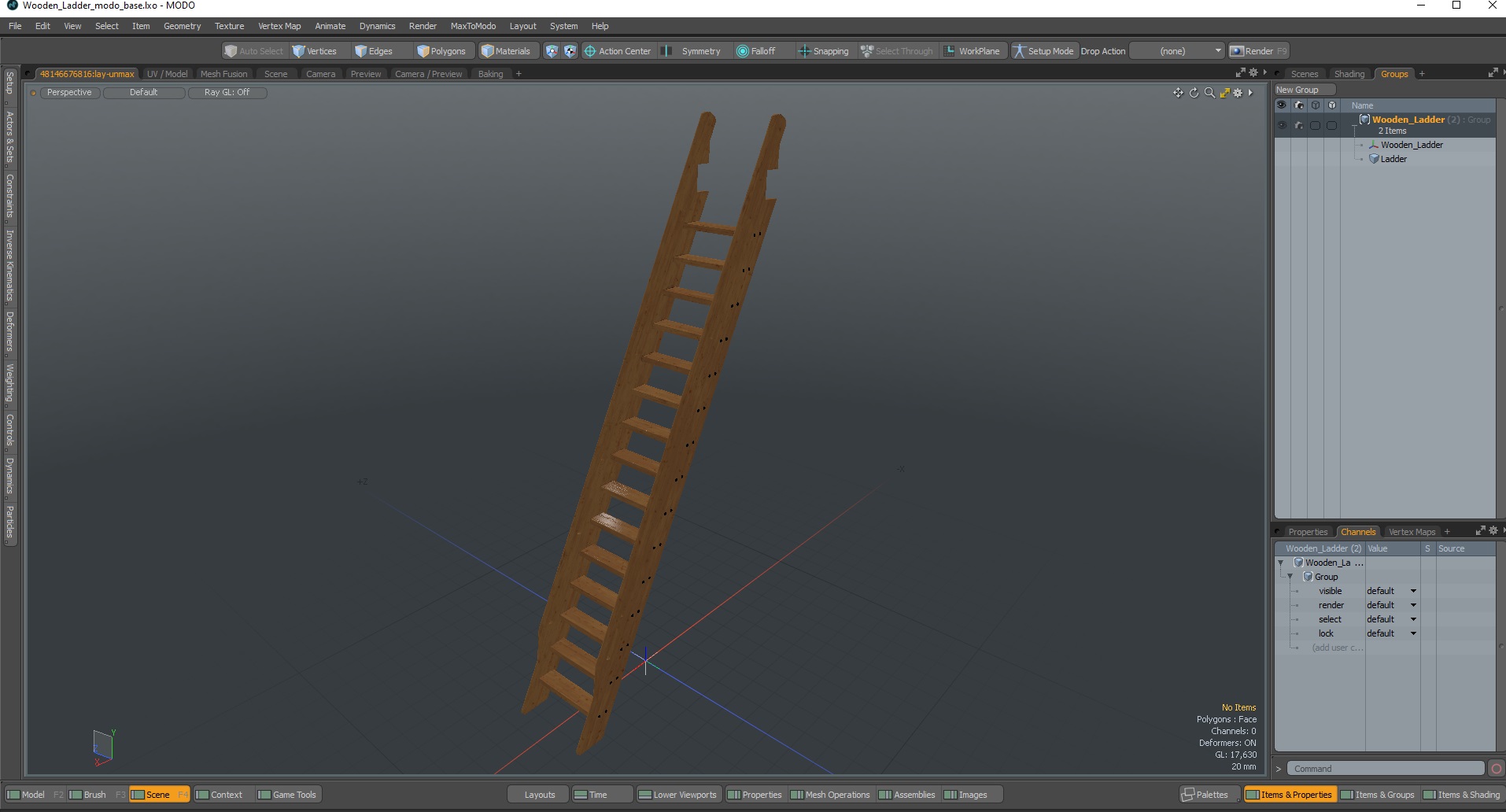 3D Wooden Ladder model
