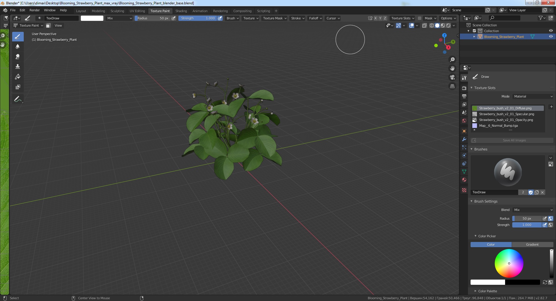 3D model Blooming Strawberry Plant