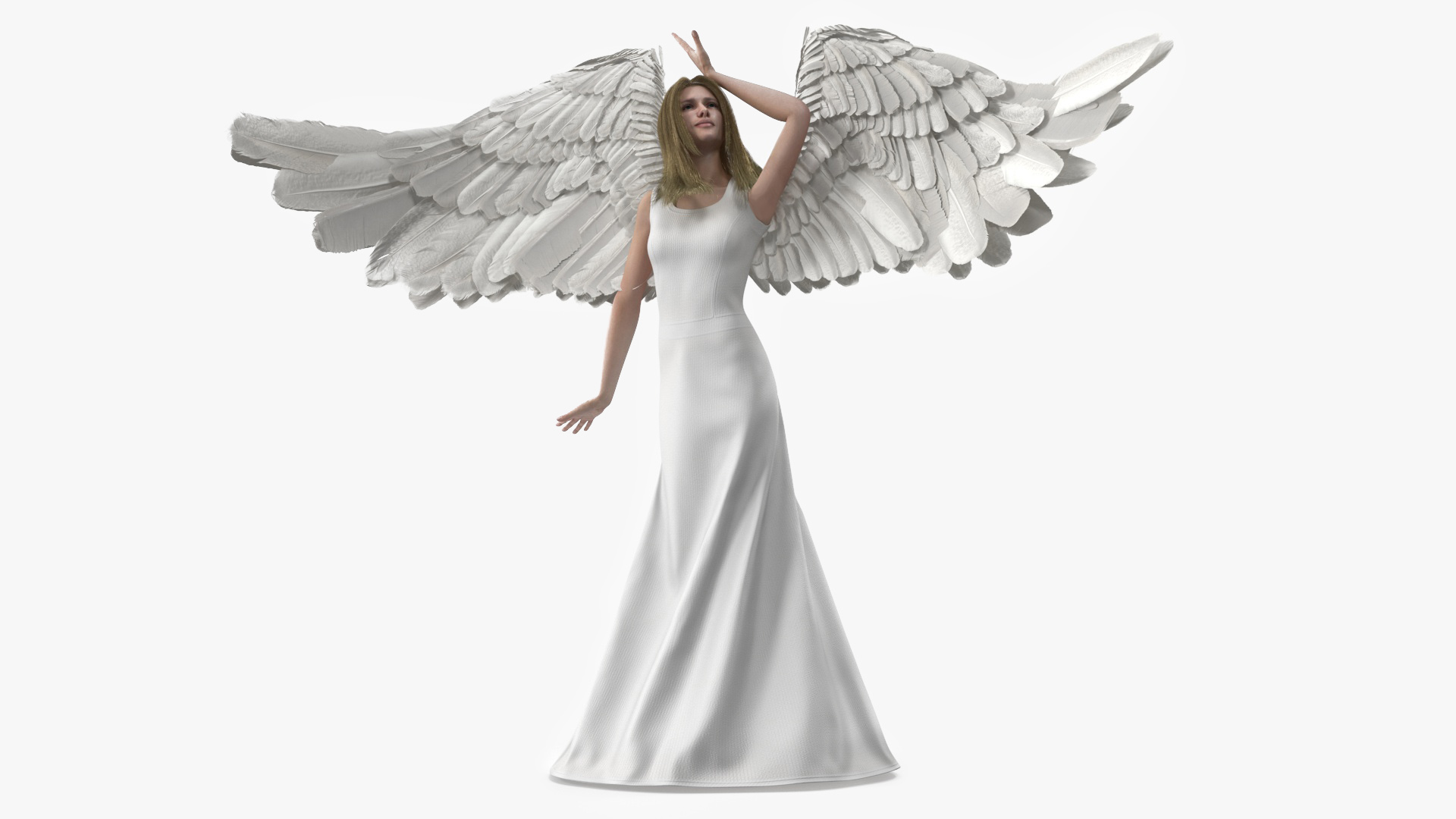 3D Blue Eyed Female Blonde Angel Rigged