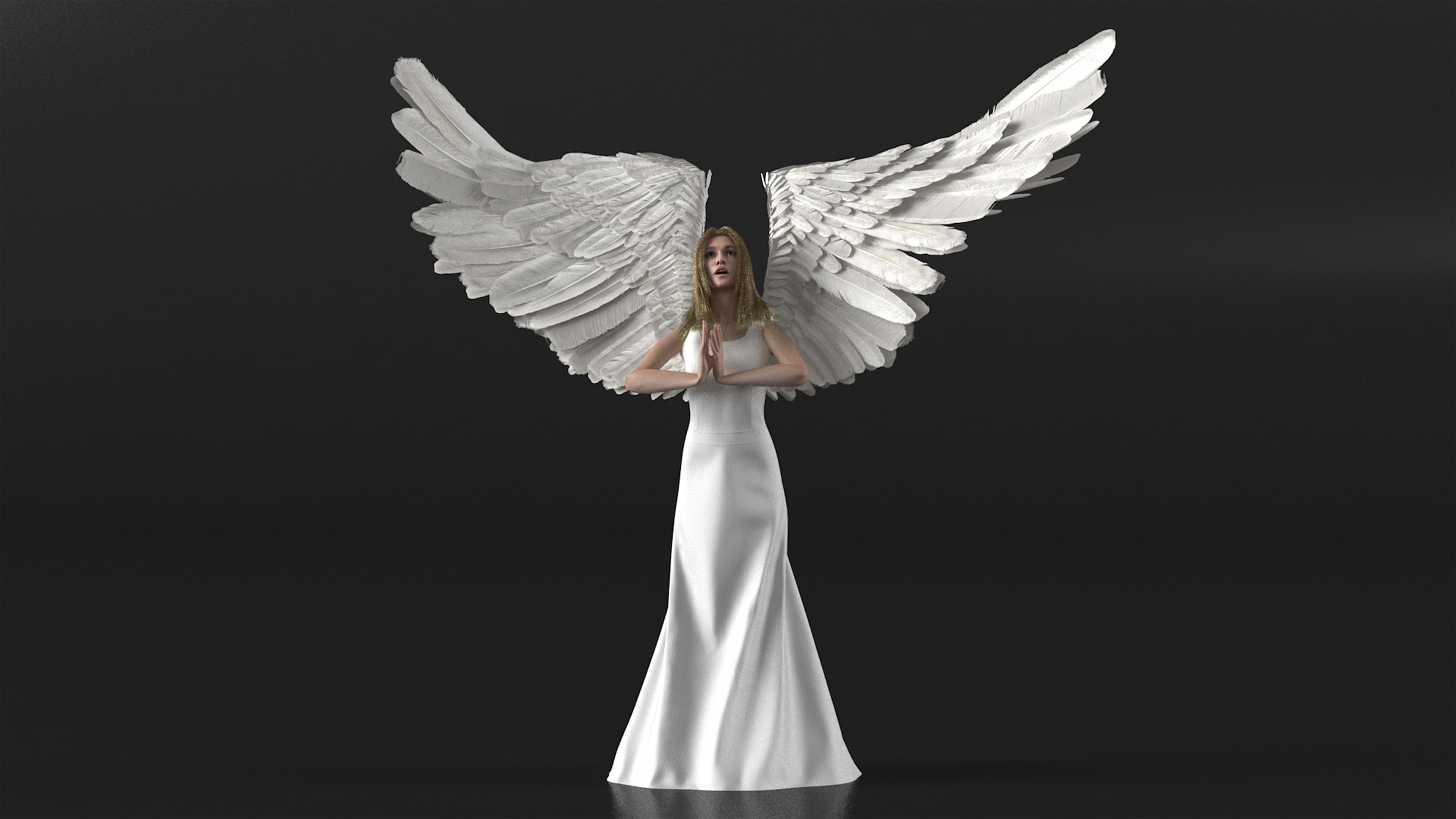 3D Blue Eyed Female Blonde Angel Rigged