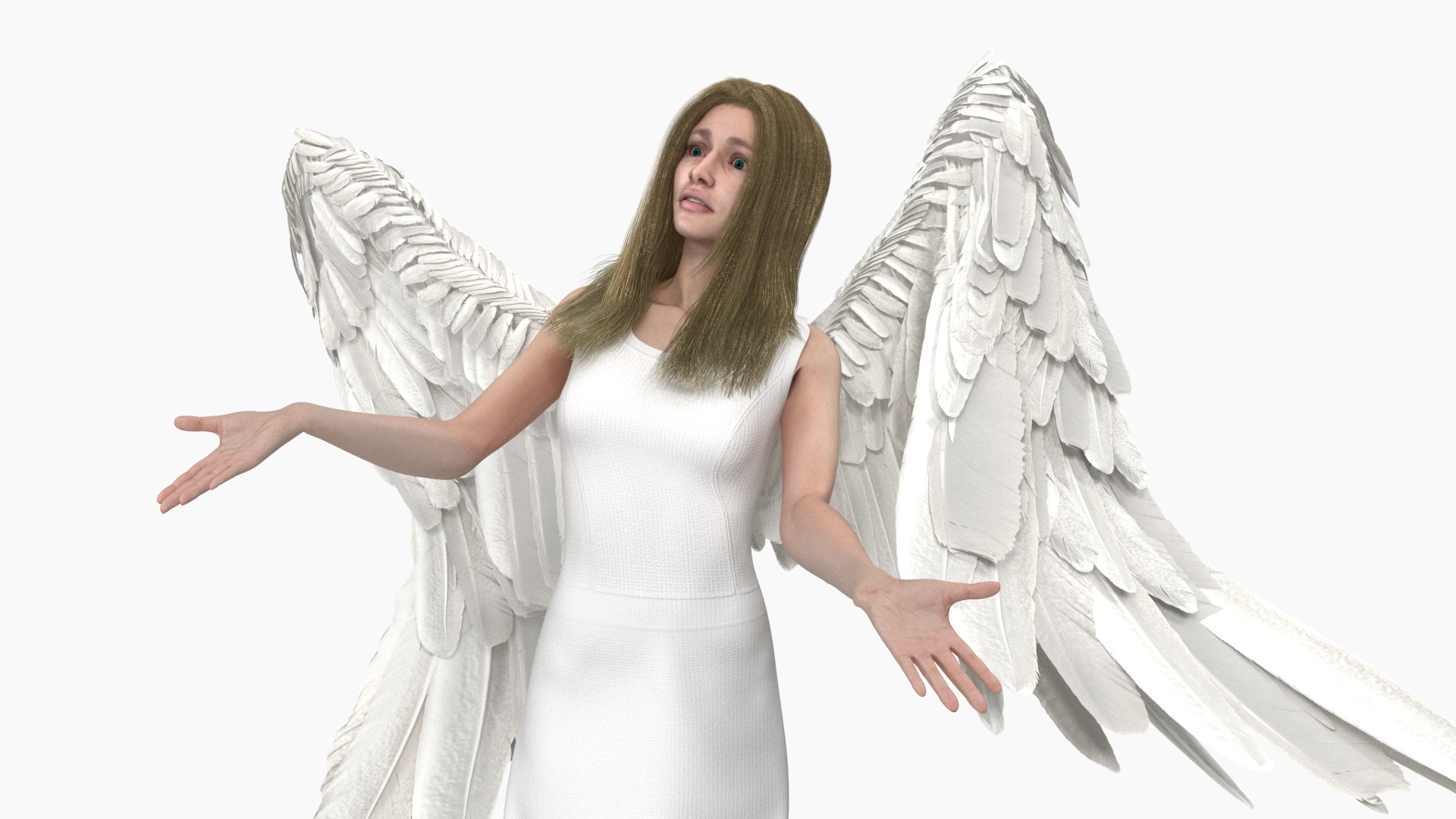 3D Blue Eyed Female Blonde Angel Rigged