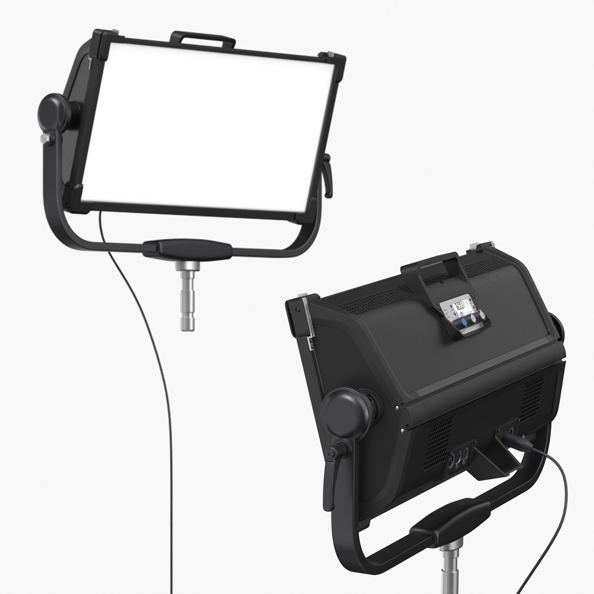 Broadcast Rectangular LED Light Panel Black 3D model preview