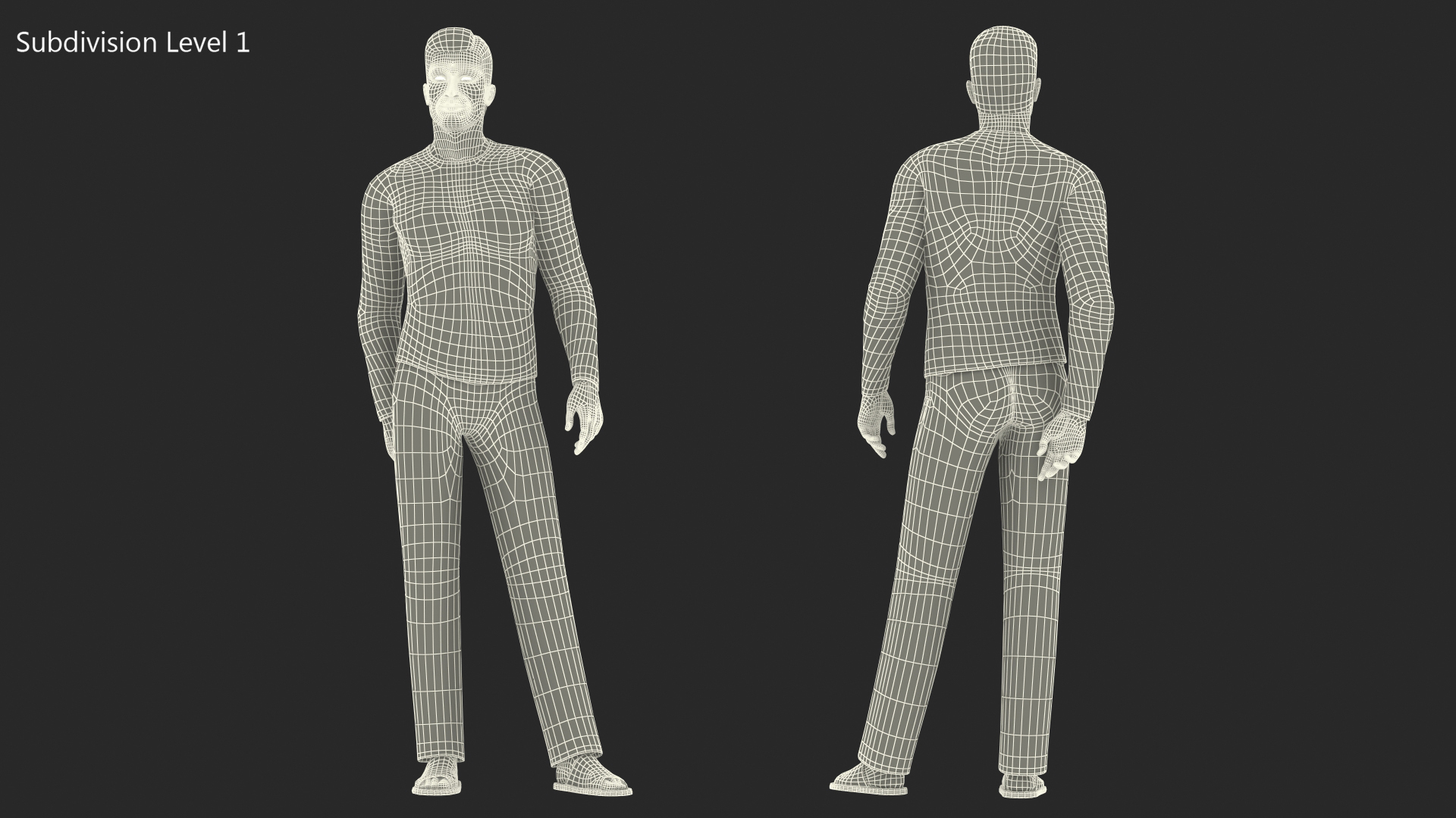 Asian Man Home Style Clothes Standing Pose 3D