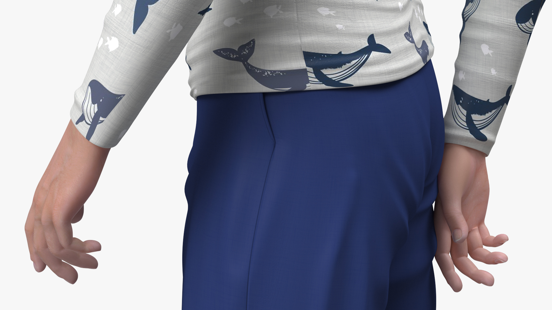 Asian Man Home Style Clothes Standing Pose 3D