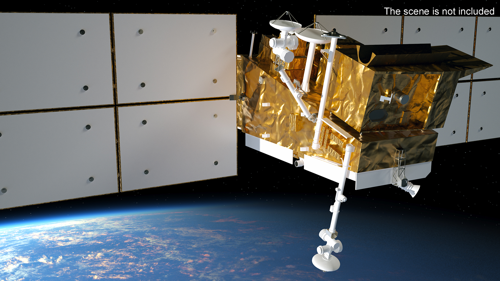 Space Satellite Equipped with Solar Panels 3D