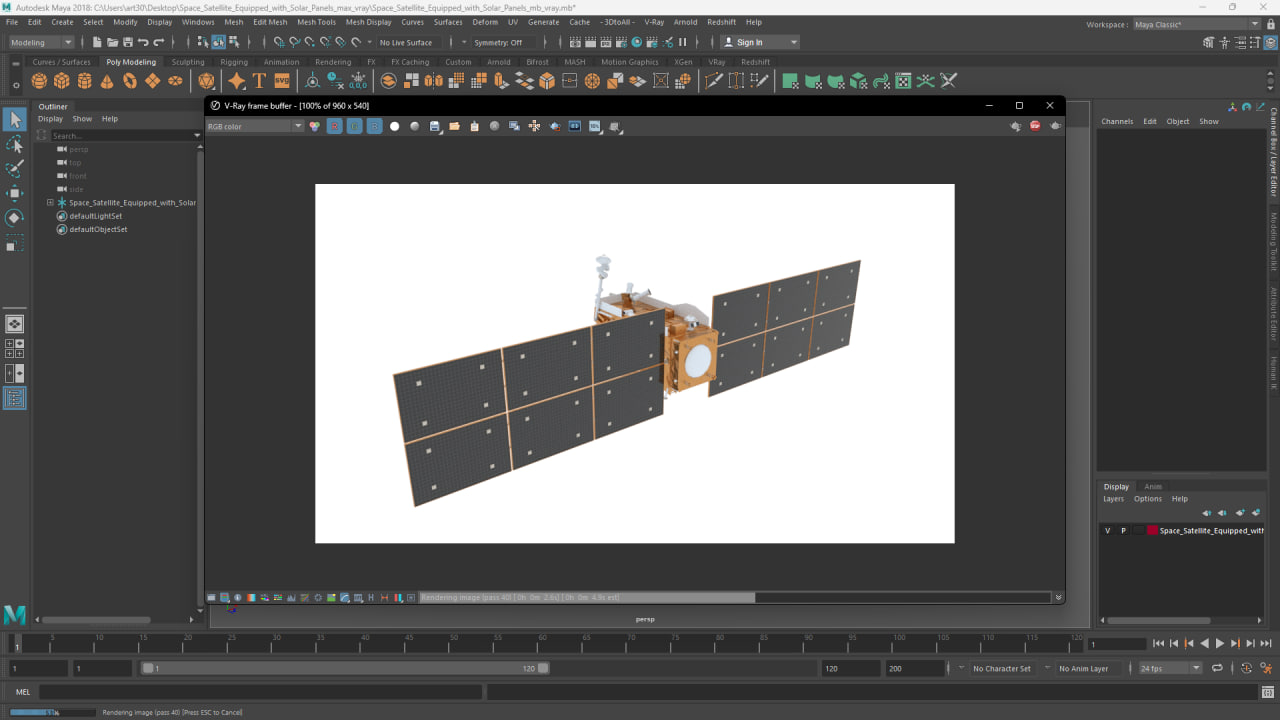 Space Satellite Equipped with Solar Panels 3D