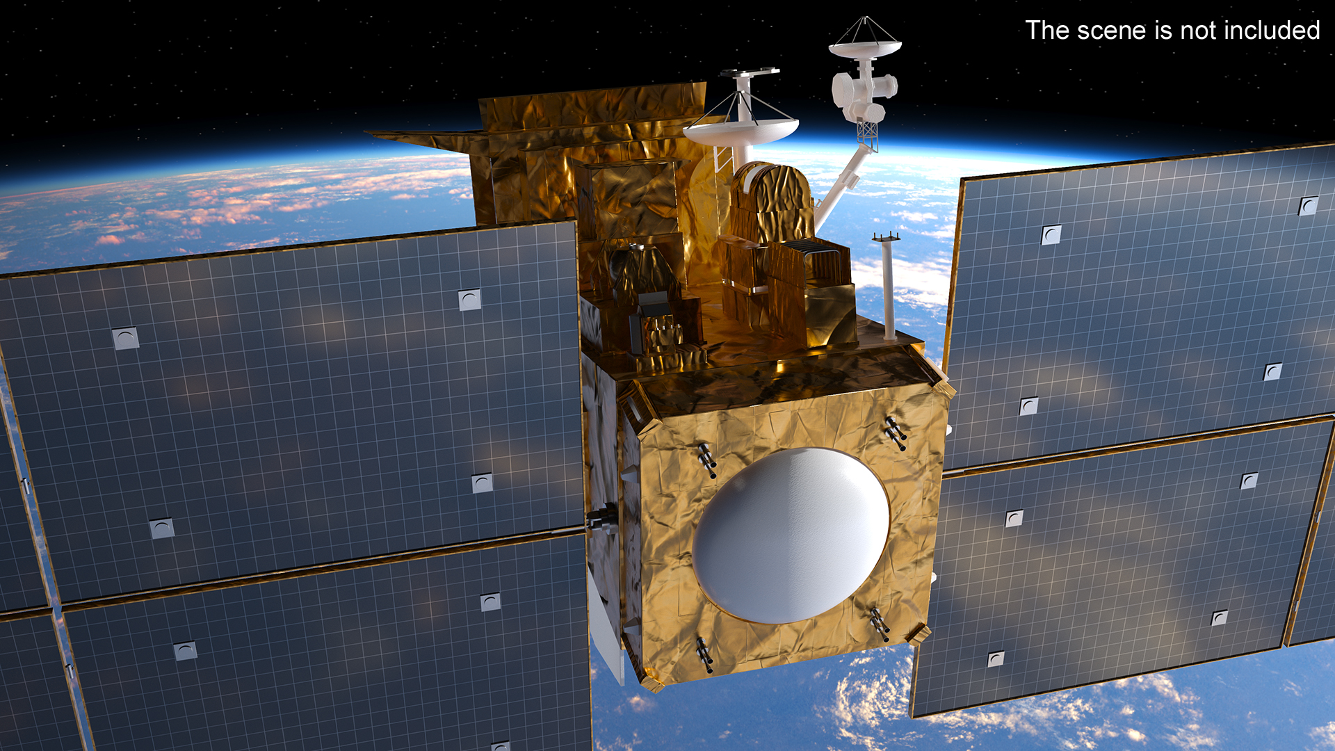 Space Satellite Equipped with Solar Panels 3D