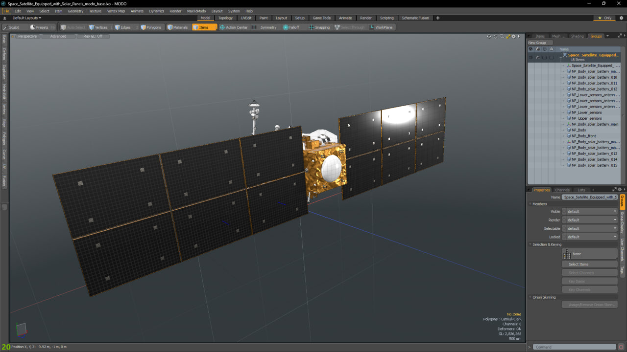 Space Satellite Equipped with Solar Panels 3D