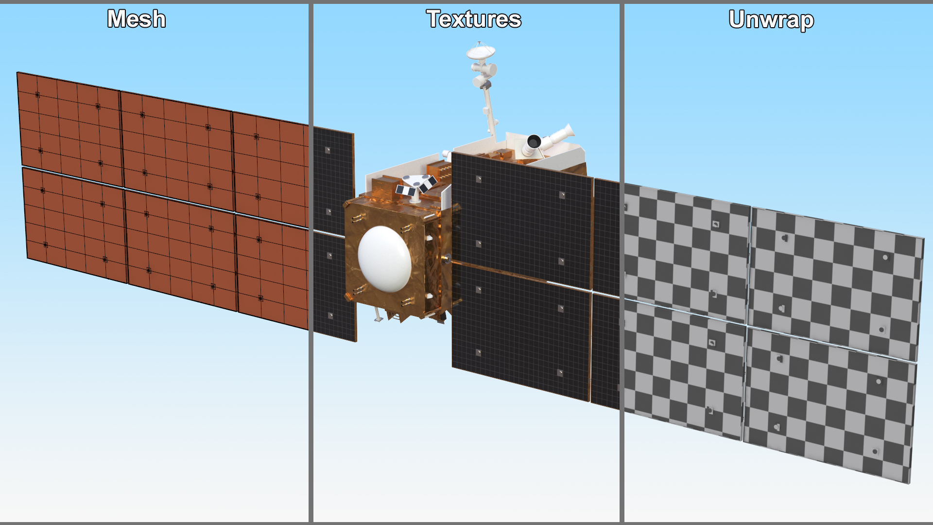 Space Satellite Equipped with Solar Panels 3D