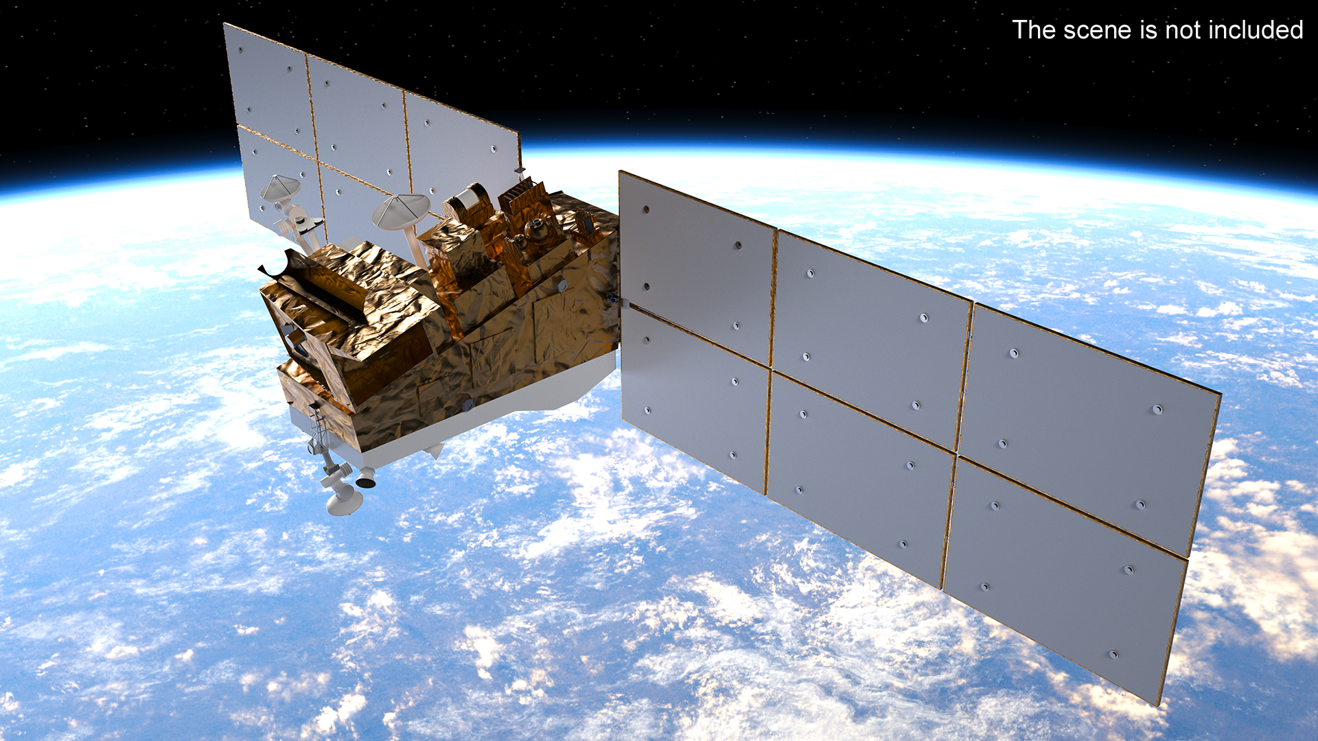 Space Satellite Equipped with Solar Panels 3D