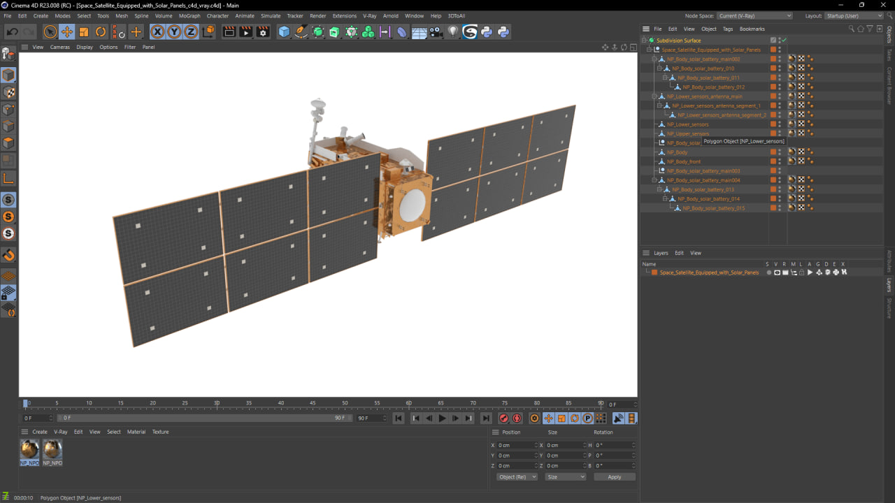 Space Satellite Equipped with Solar Panels 3D
