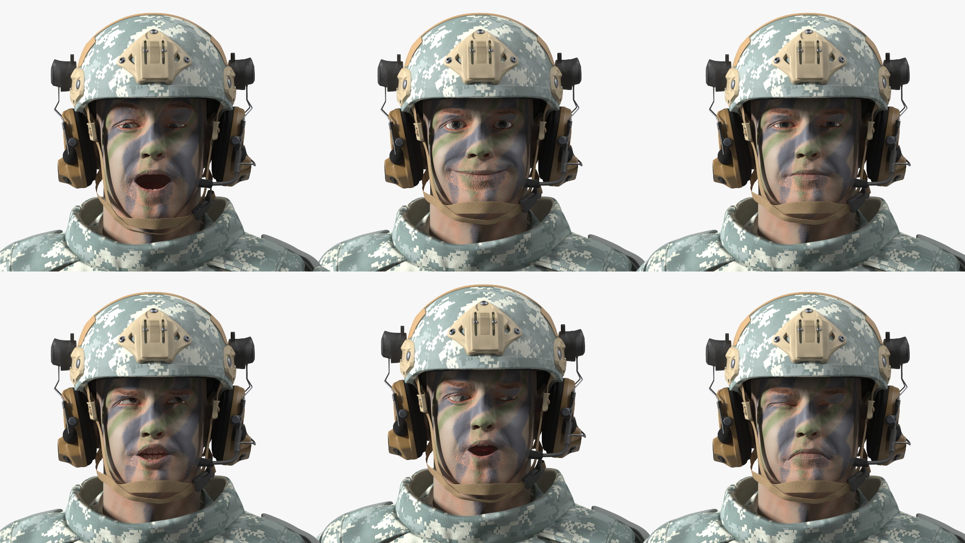3D Military Soldier in Grey Camo Rigged