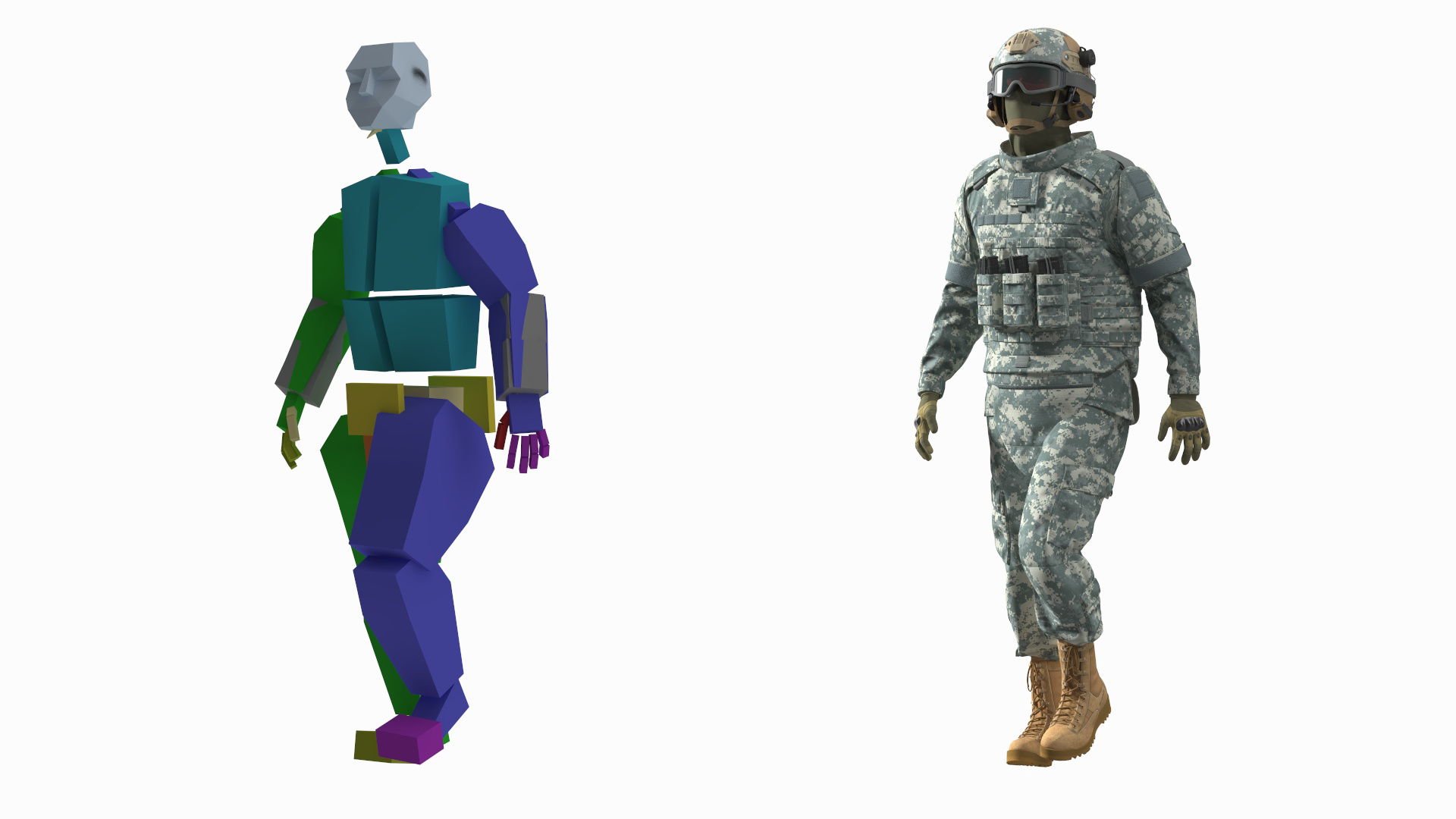 3D Military Soldier in Grey Camo Rigged