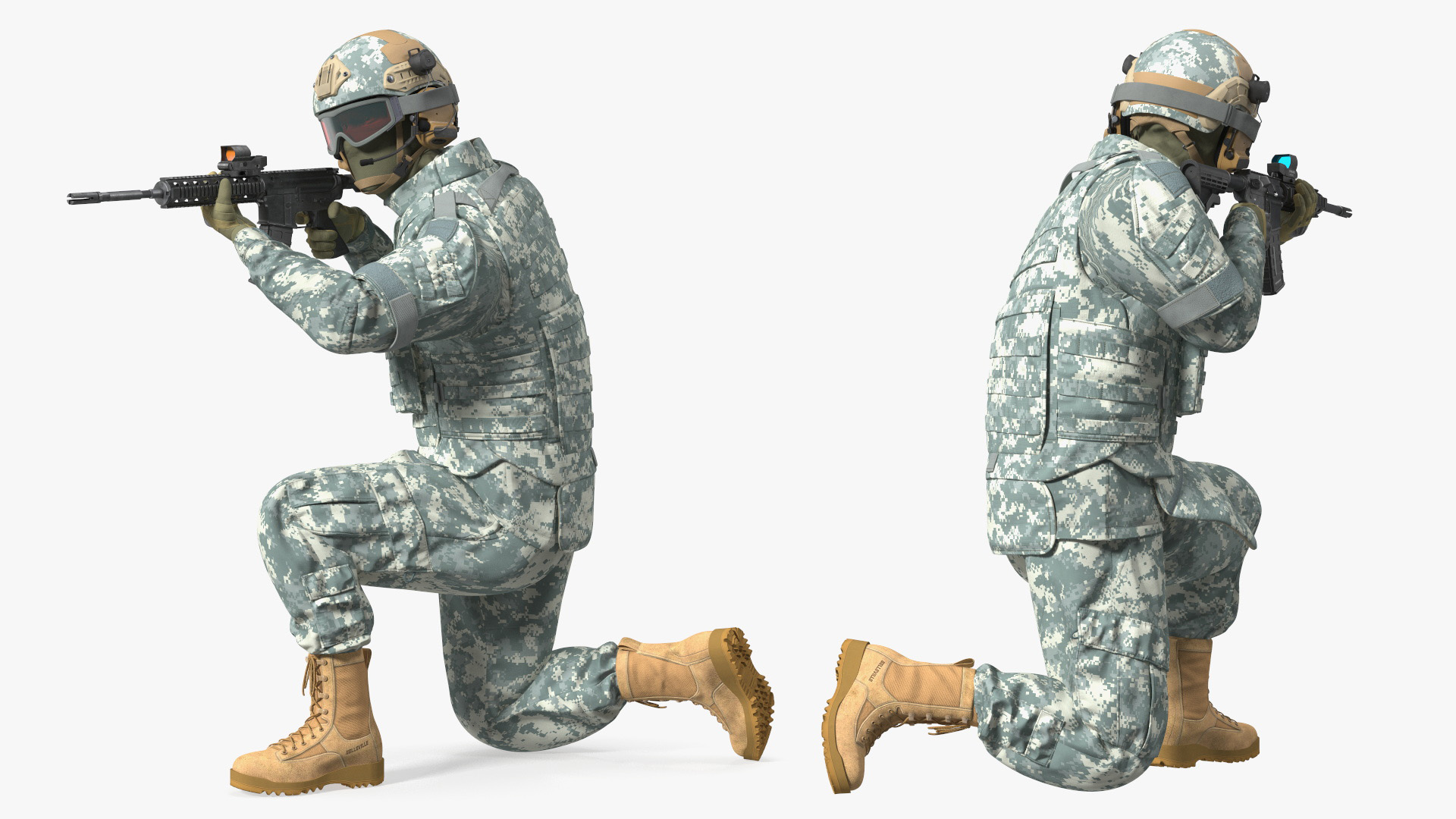 3D Military Soldier in Grey Camo Rigged