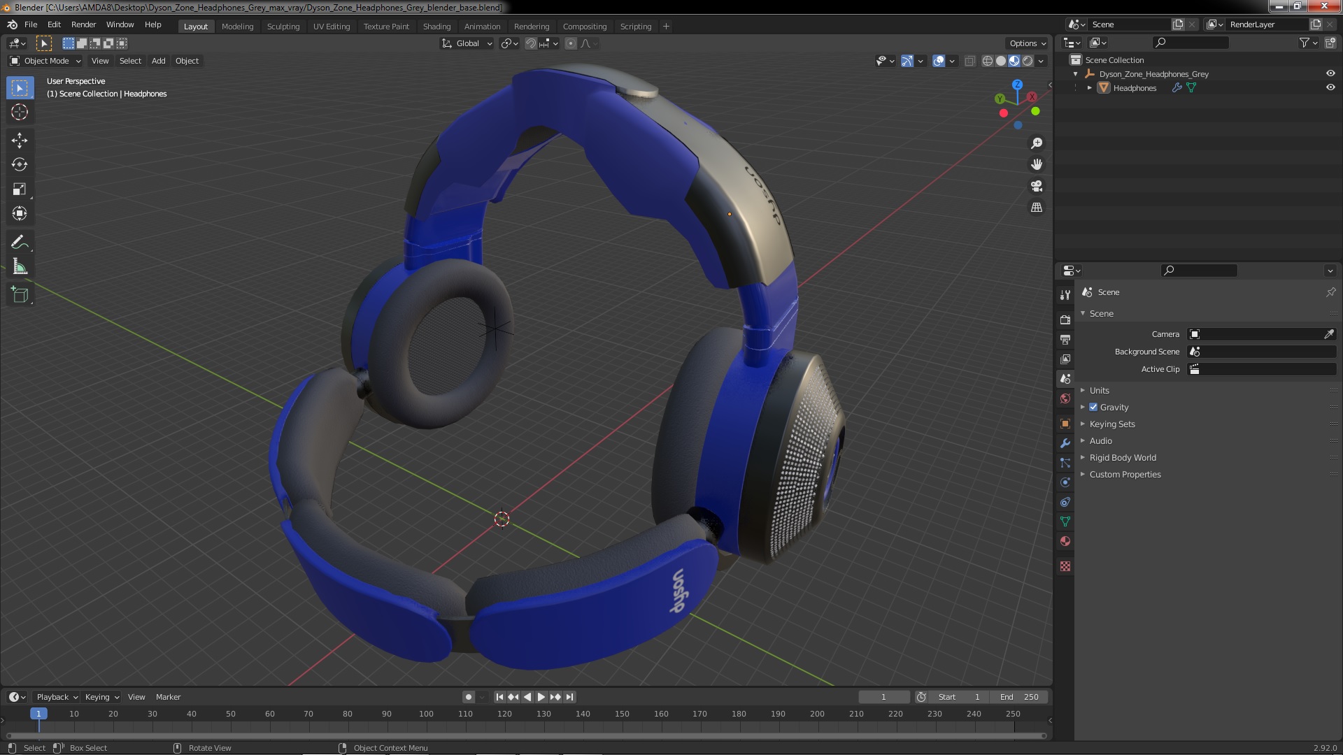 3D Dyson Zone Headphones Grey