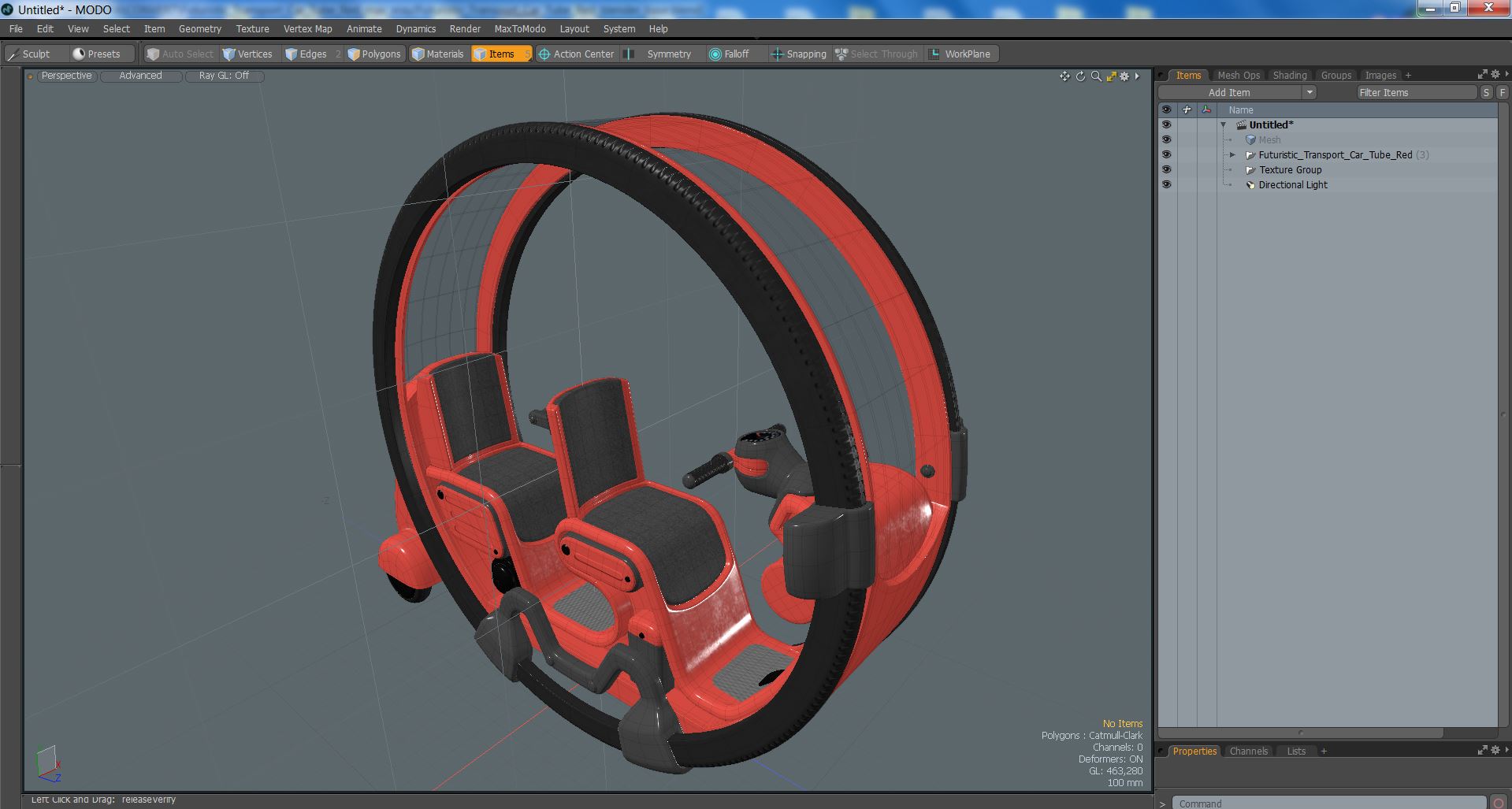 3D Futuristic Transport Car Tube Red model