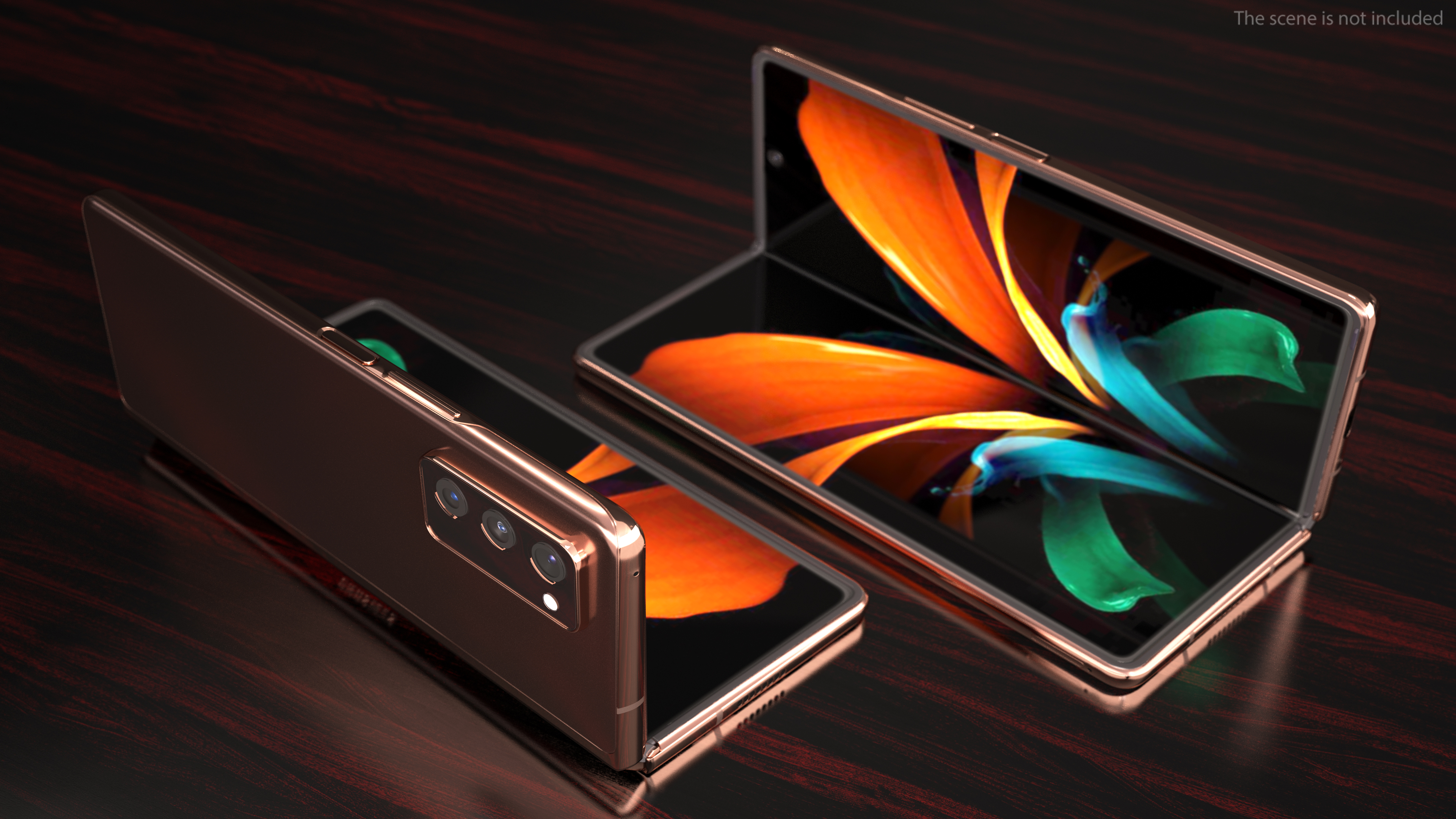 3D model Samsung Z Fold 2 Bronze Rigged
