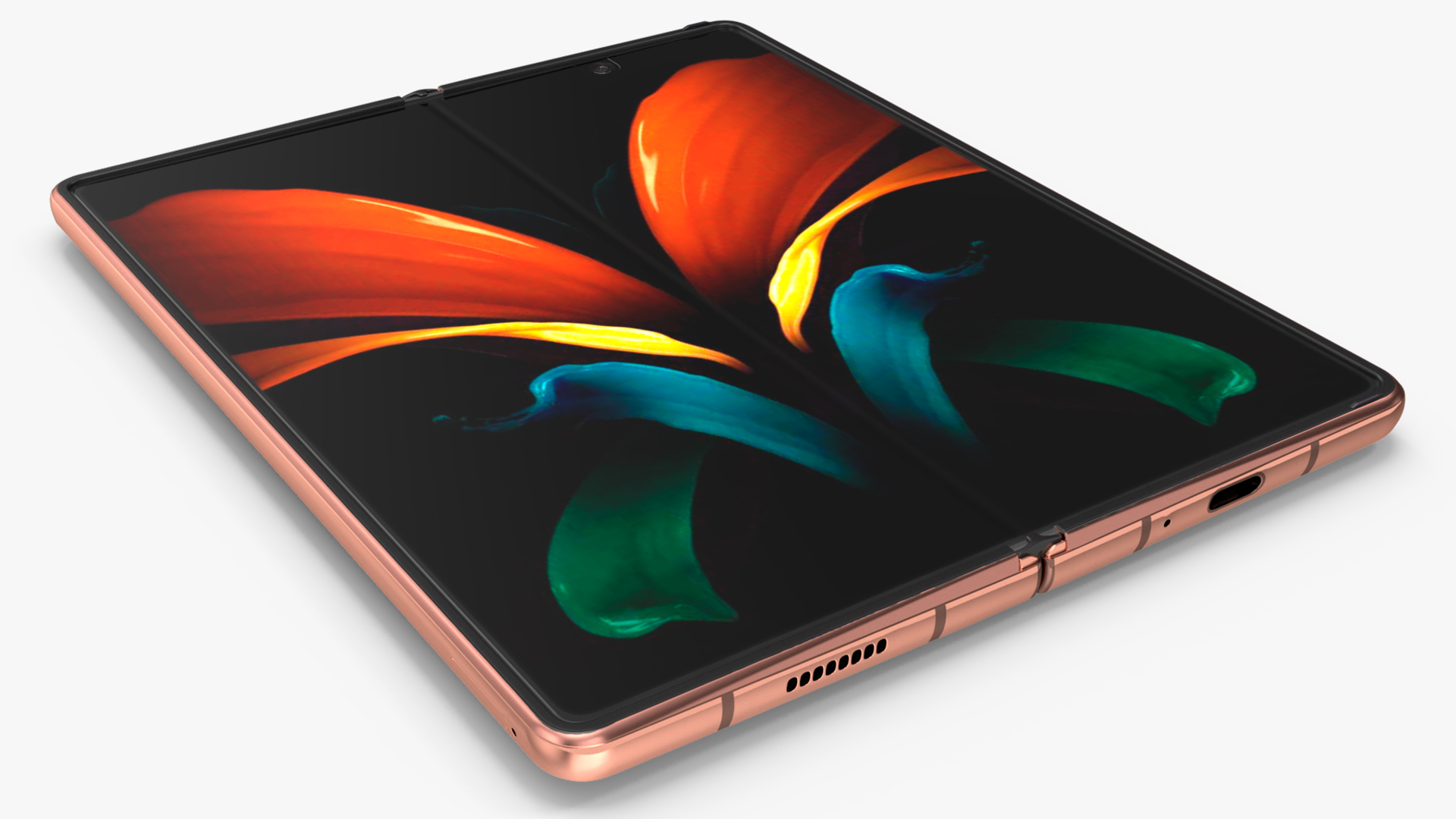 3D model Samsung Z Fold 2 Bronze Rigged