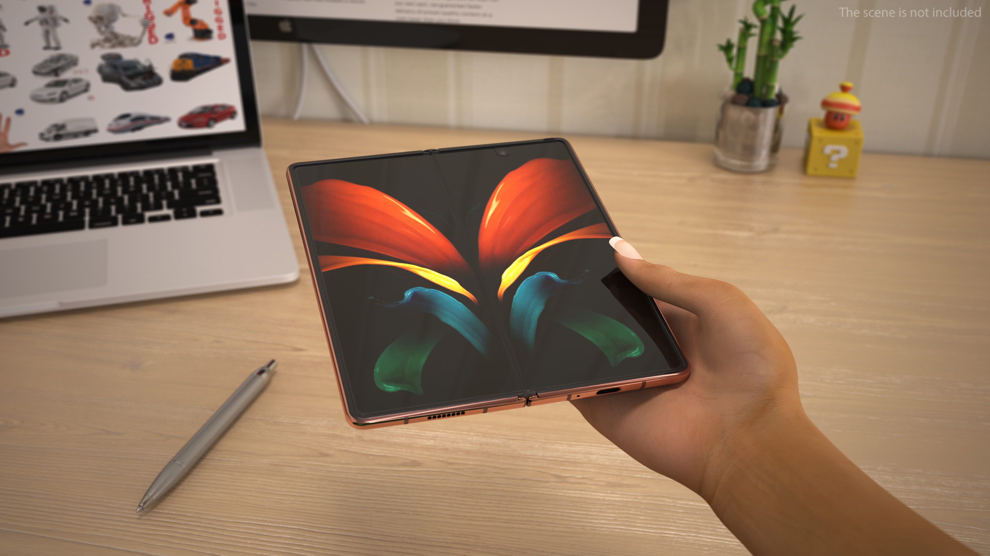 3D model Samsung Z Fold 2 Bronze Rigged